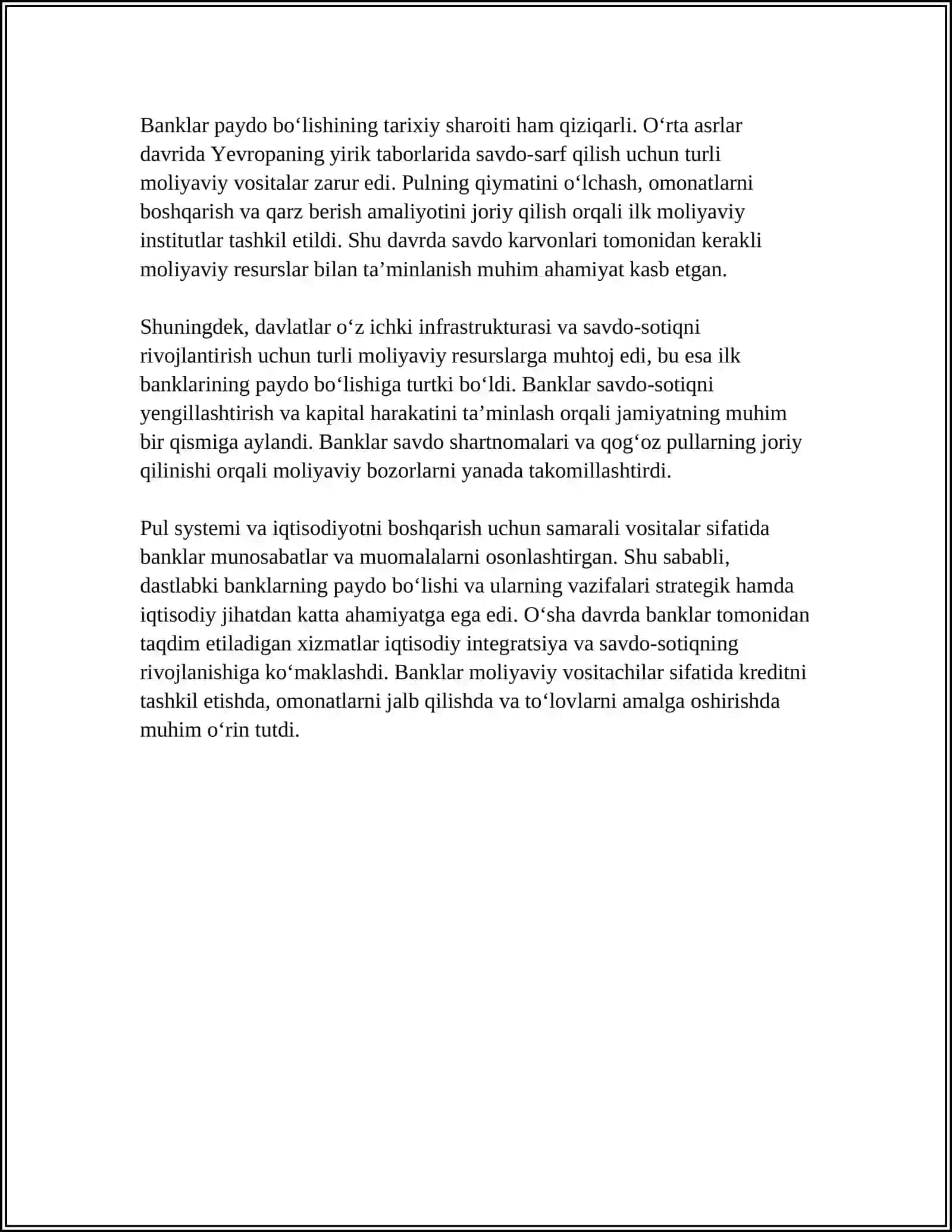 DASTLABKI BANKLARNING PAYDO BOʻLISHI VA VAZIFALARI 4