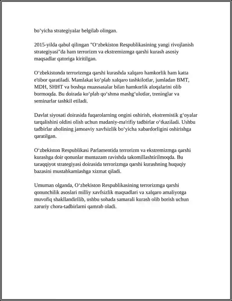 O‘ZBEKISTONNING TERRORIZMGA QARSHI KURASH TAJRIBASI 4