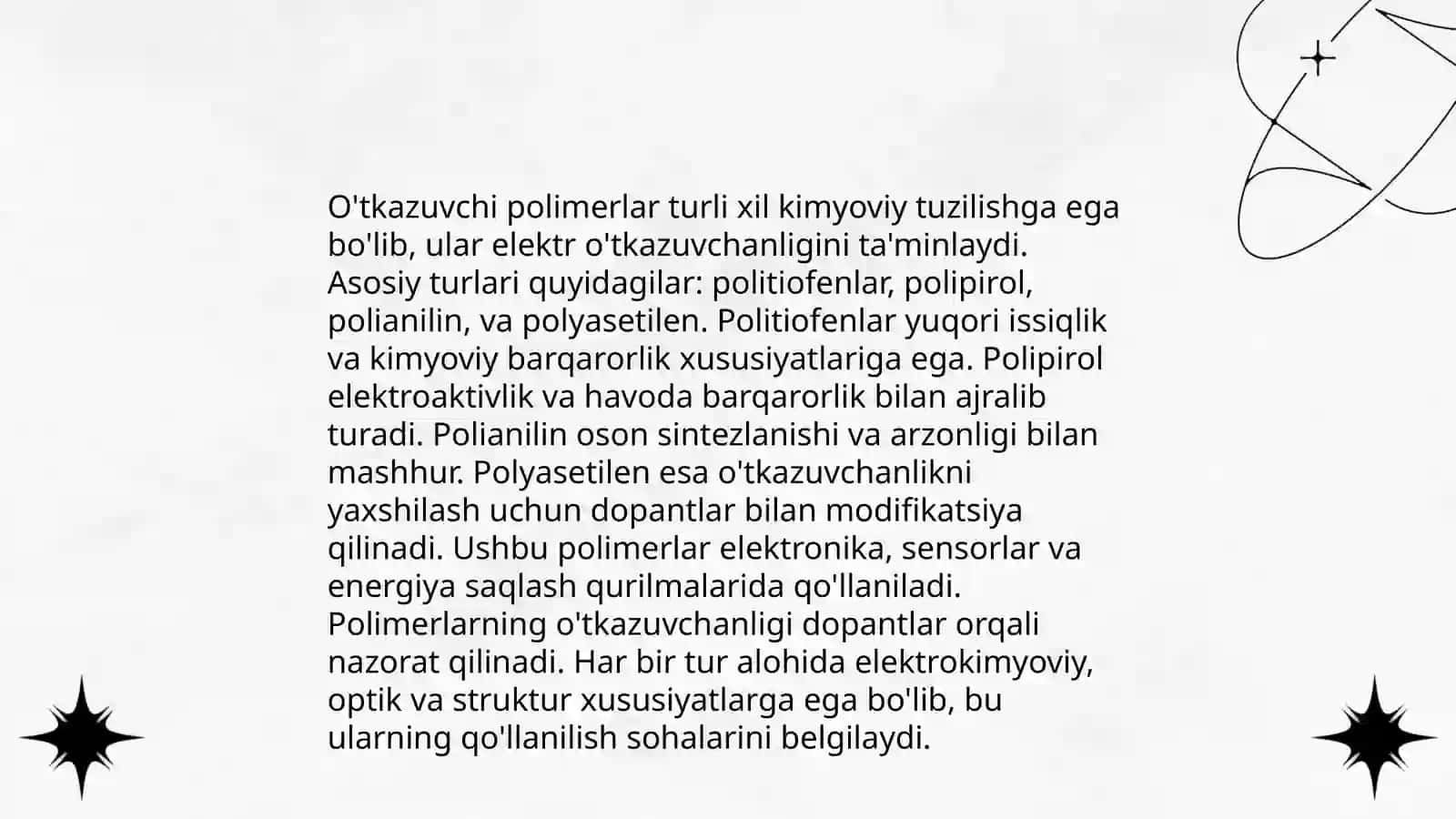 Polimerlarning oʻtkazuvchanligi 4