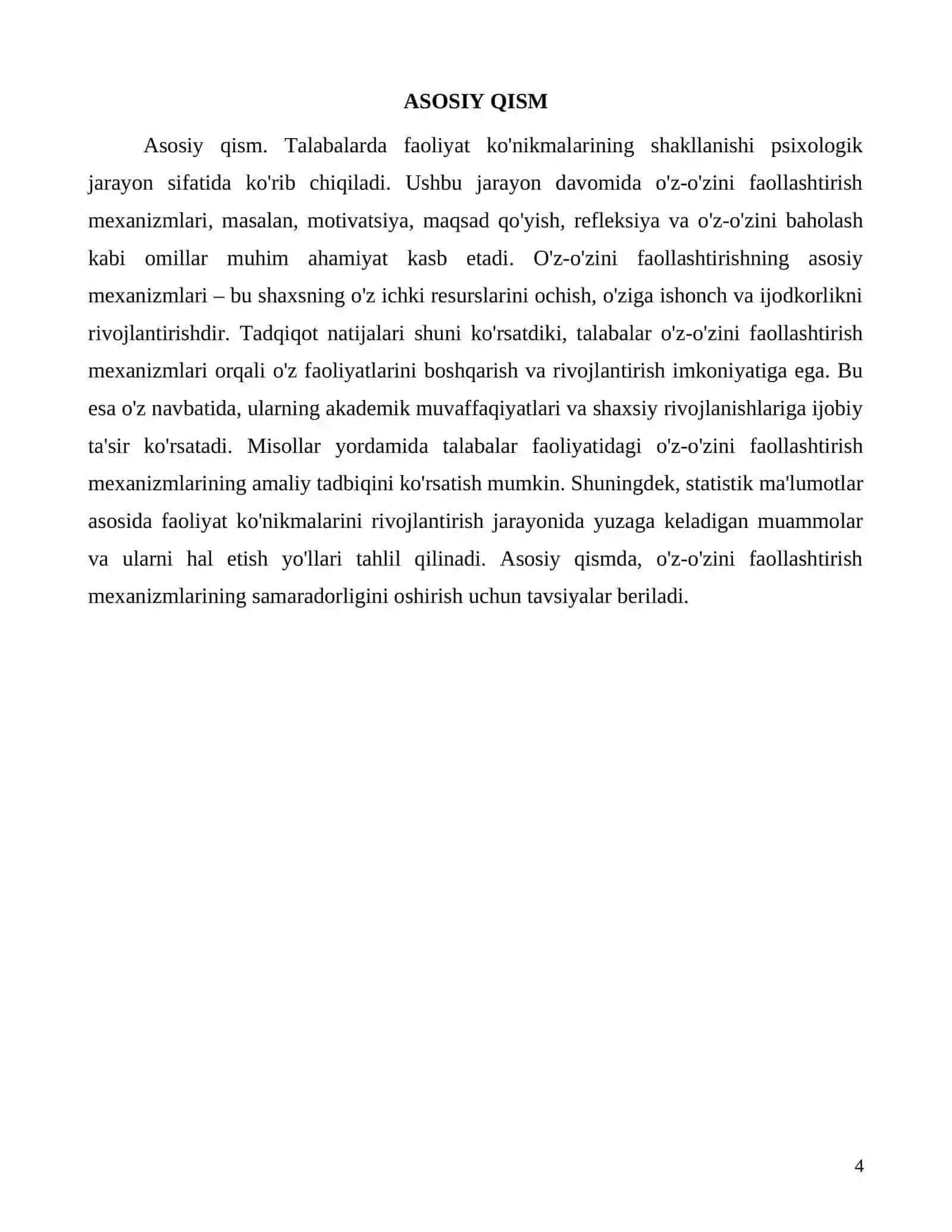Talabalarda faoliyat ko'nikmalarining shakllanishi va o'z-o'zini faollashtirish mexanizmlari 4