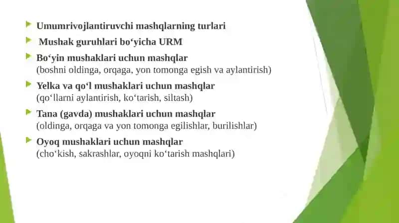 Gimnastikada umumiy va maxsus tayyorgarlik mashqlari bo‘yicha mahoratini oshirish 4