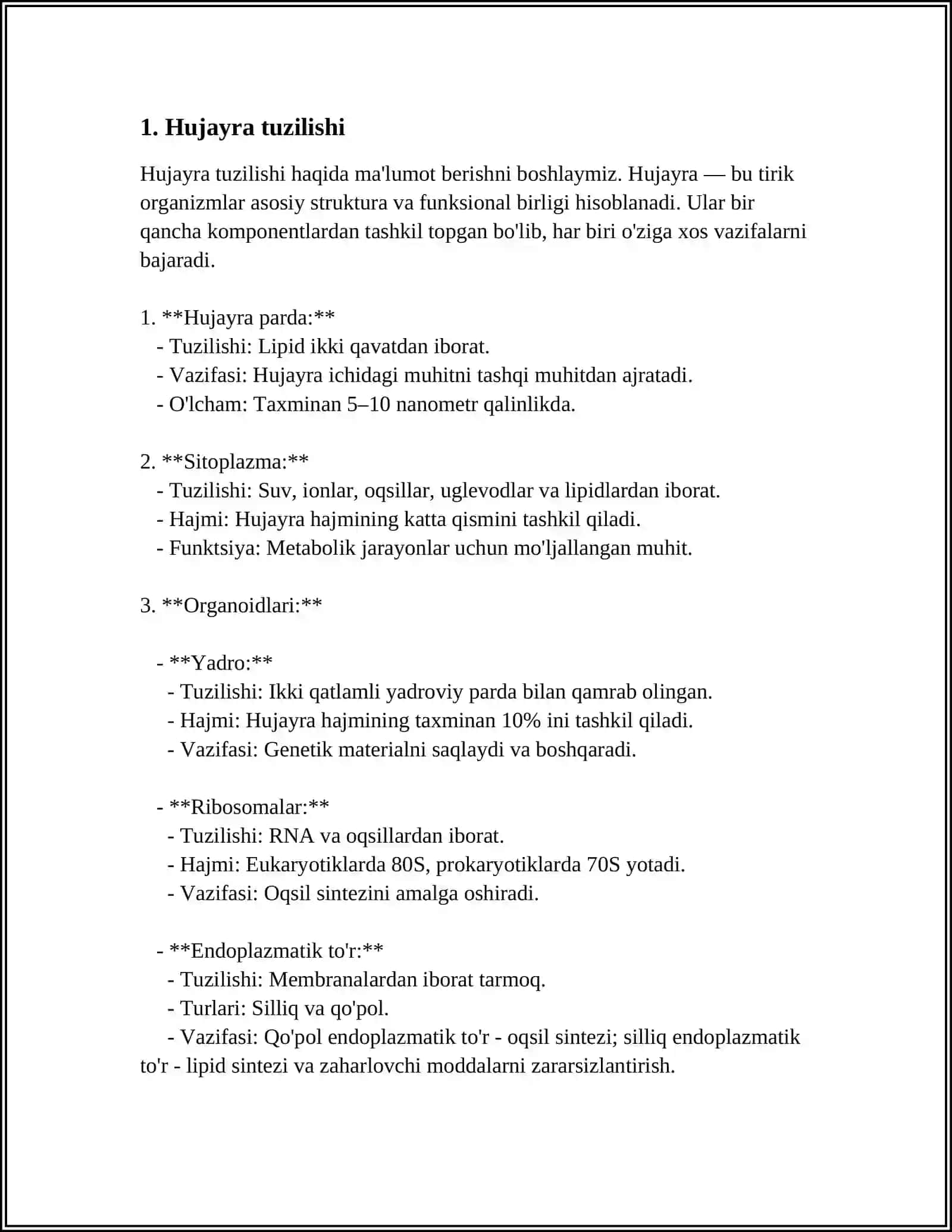 Hujayra va Organellalarning Morfologik Jihatdan Tuzilmaviy Asosi 4