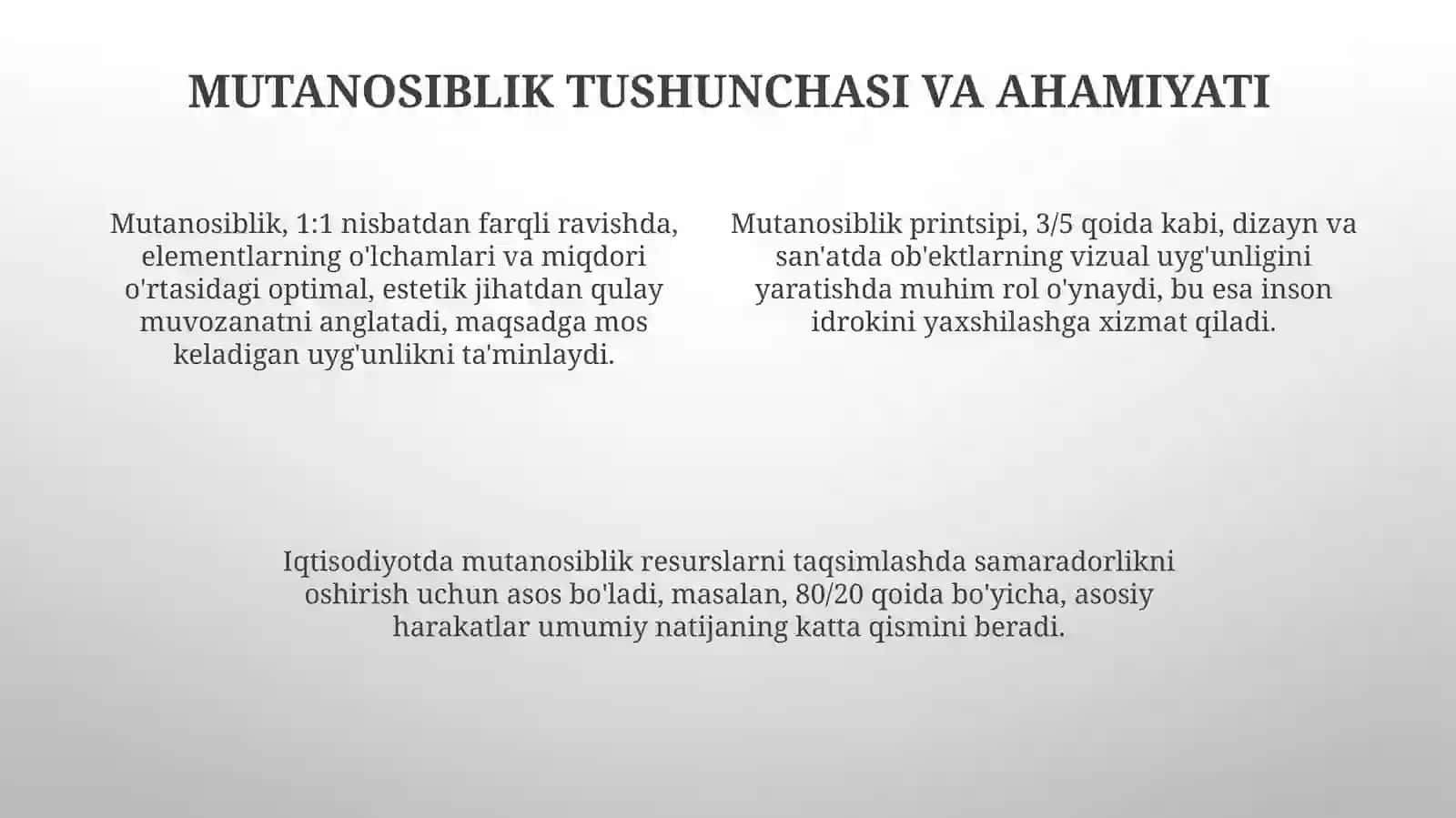 Aksiologik aloqadorlik mutanosibli va uygʻunlik 4