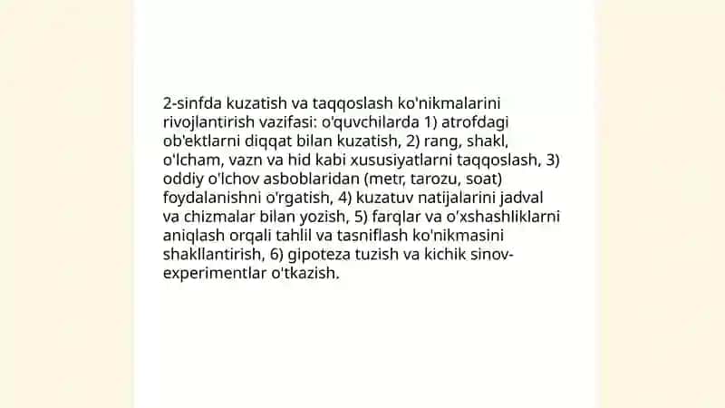 2 sinfda Tabiiy fanlar fanining maqsad va vazifalari 4