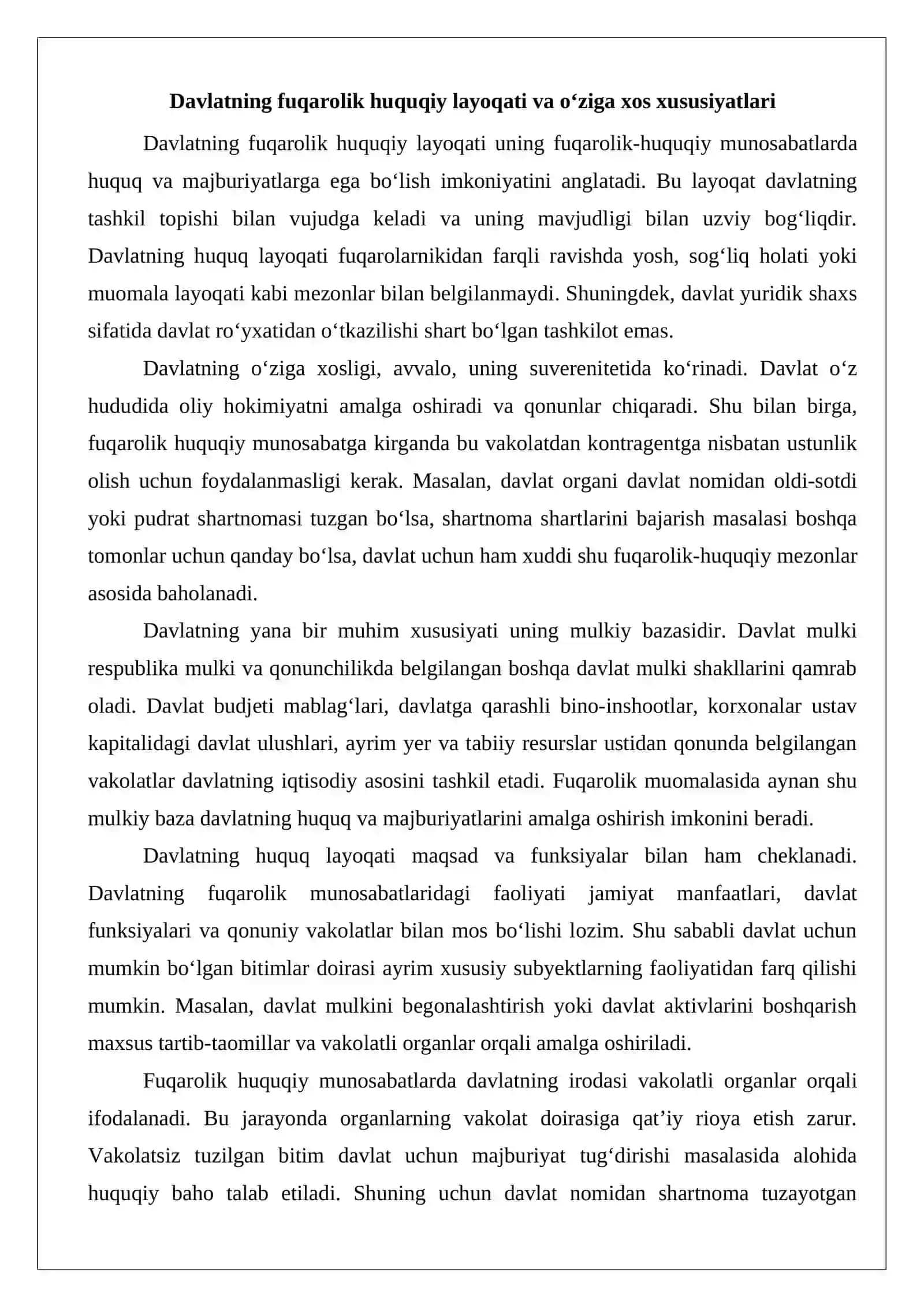 Davlat - fuqarolik huquqining subyekti sifatida 4