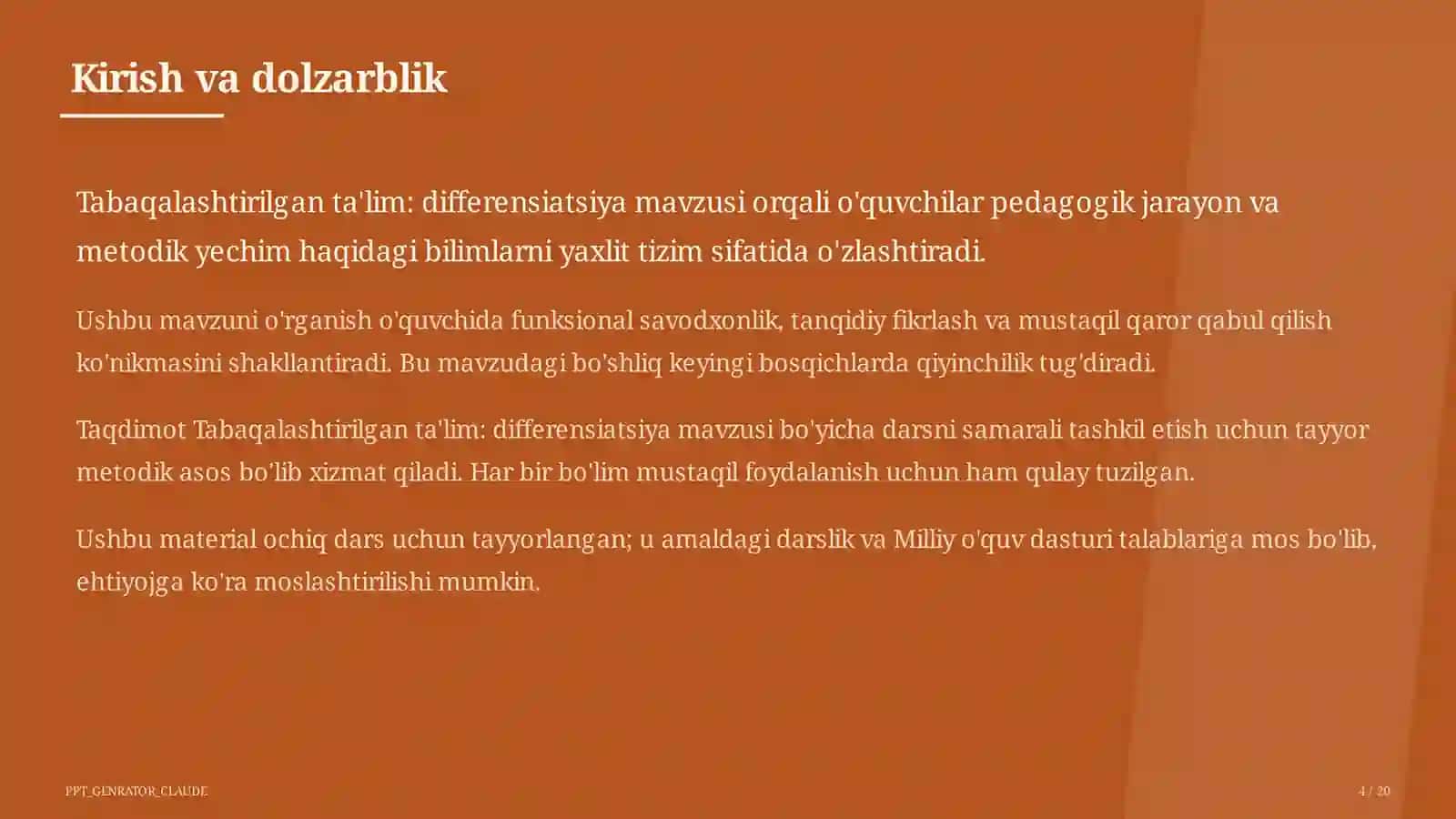 Tabaqalashtirilgan ta'lim: differensiatsiya 4