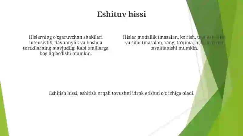Sezgilar klassifikatsiyasi va sezgilarning o'zgaruvchan shakllari 4