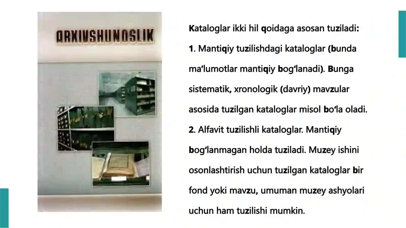 Muzeylarda ilmiy-ma’lumotnoma apparatini tashkil etish va ilmiy  tadqiqotchilik faoliyati 4