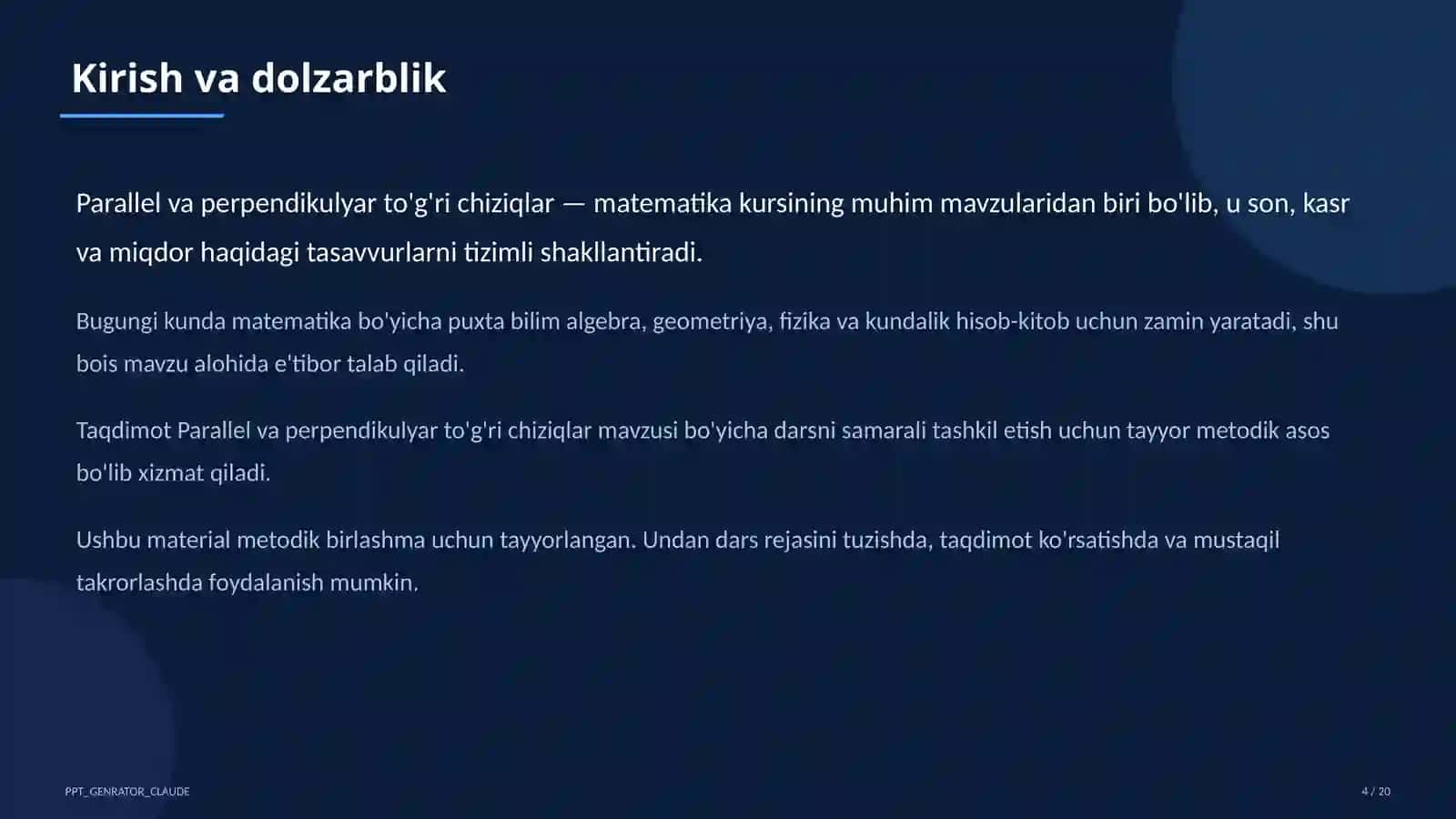 Parallel va perpendikulyar to'g'ri chiziqlar (6-sinf) 4