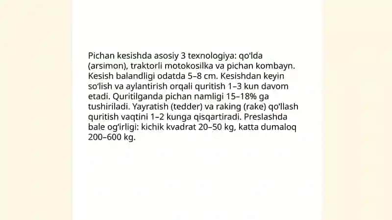 Mol boqish va pichan oʻrish 4