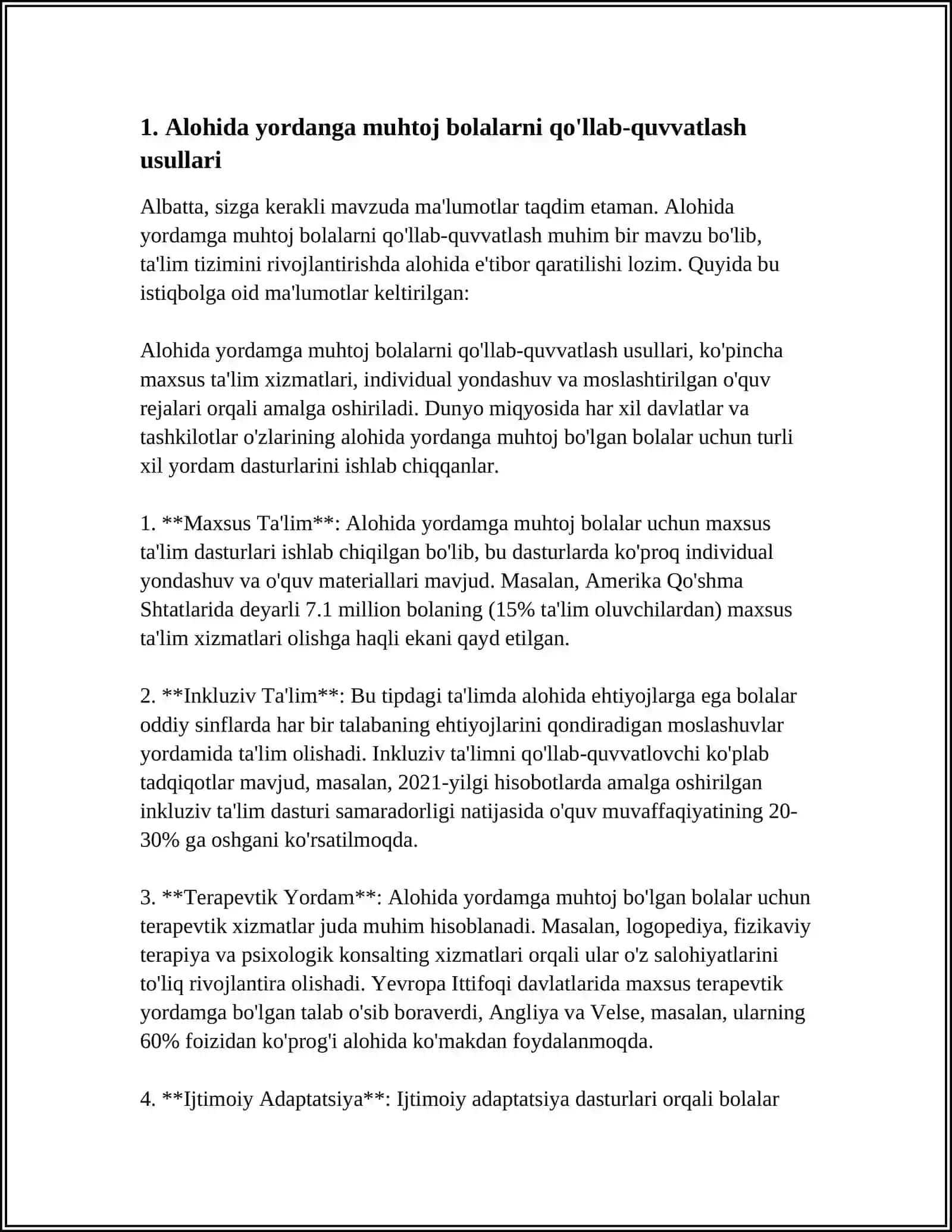 ALOHIDA YORDAMGA MUHTOJ BOLANI OTASIDAGI MUAMMOLAR 4