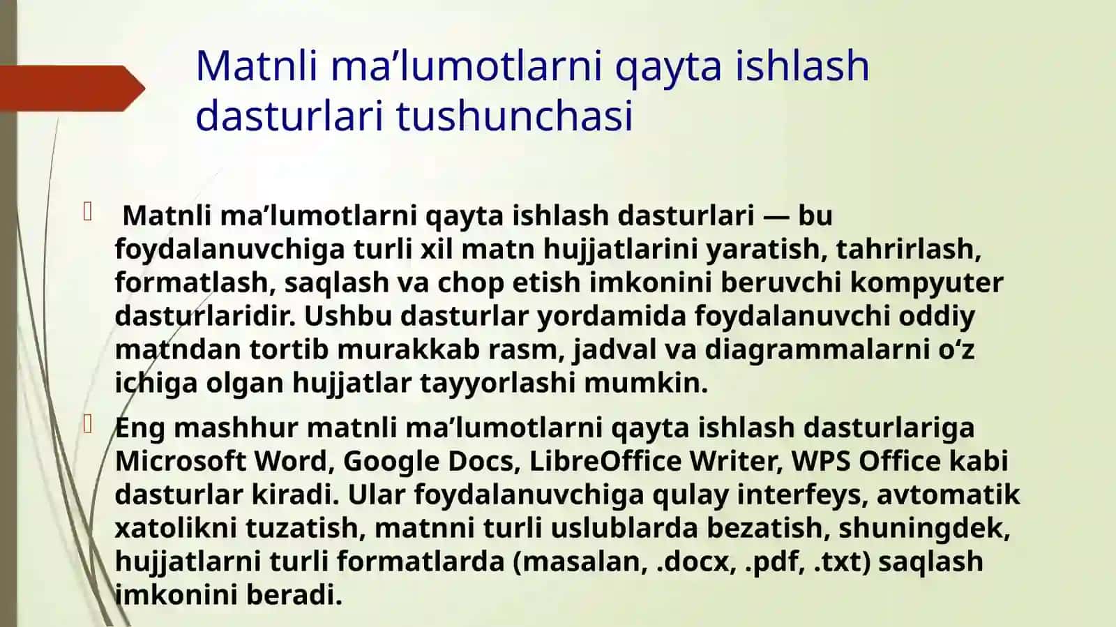 Matnli ma'lumotlarni qayta ishlash dasturlari 4