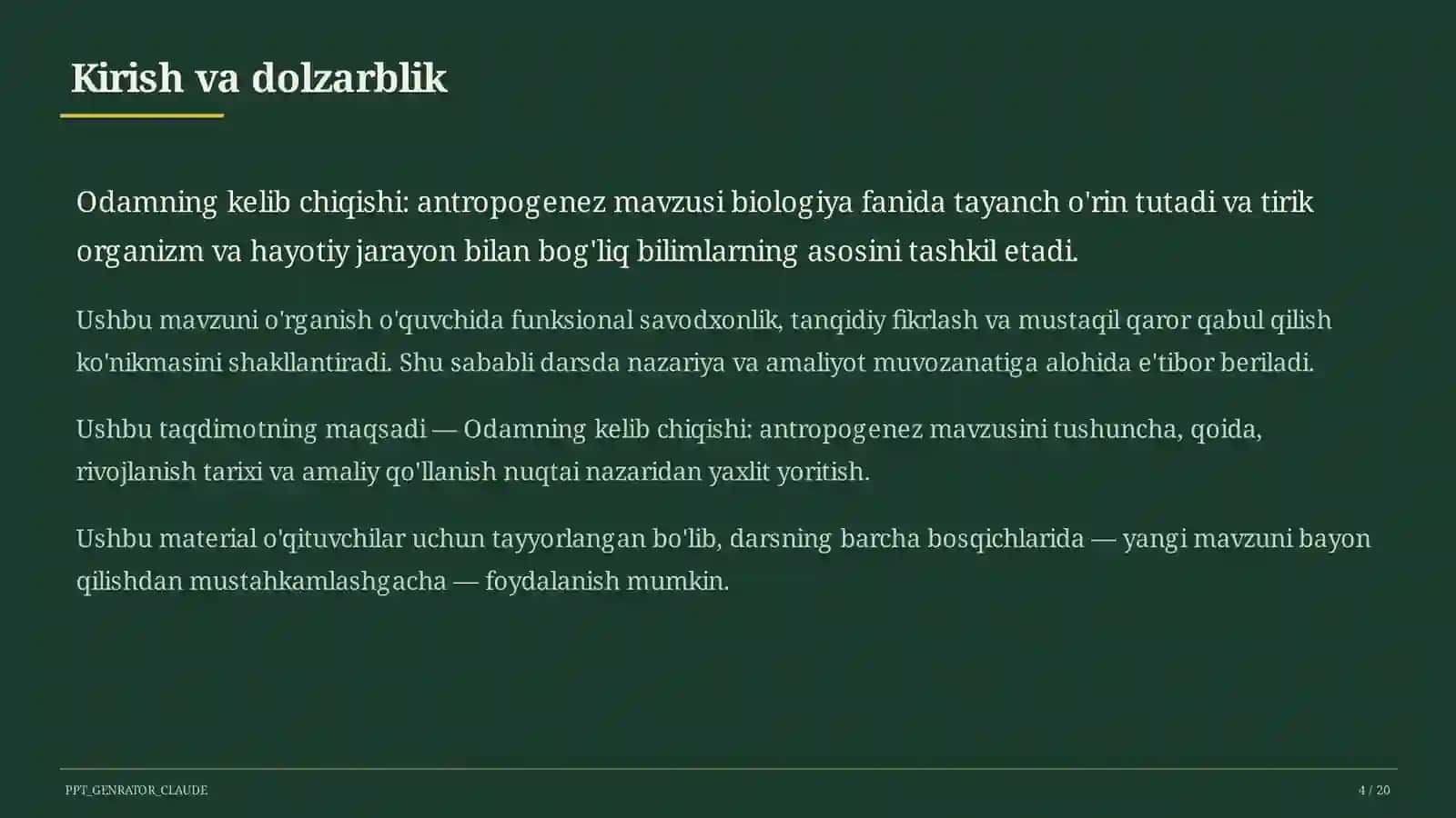 Biologiya (5–11) — o'qituvchilar uchun 4