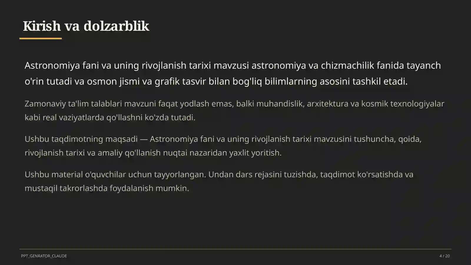 Astronomiya fani va uning rivojlanish tarixi (10-sinf) 4