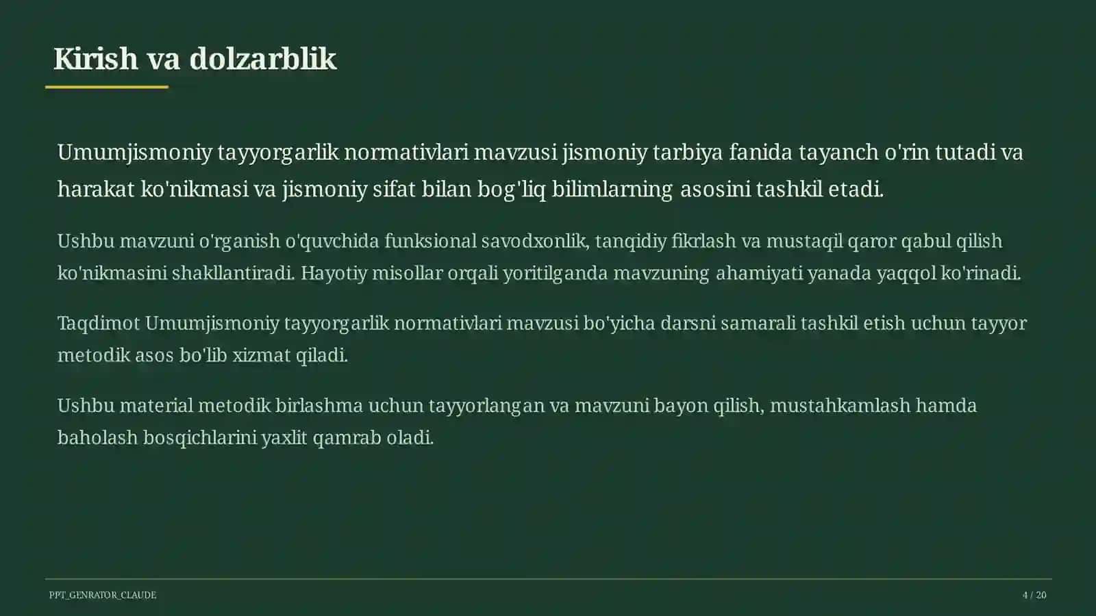 Umumjismoniy tayyorgarlik normativlari (10-sinf) 4