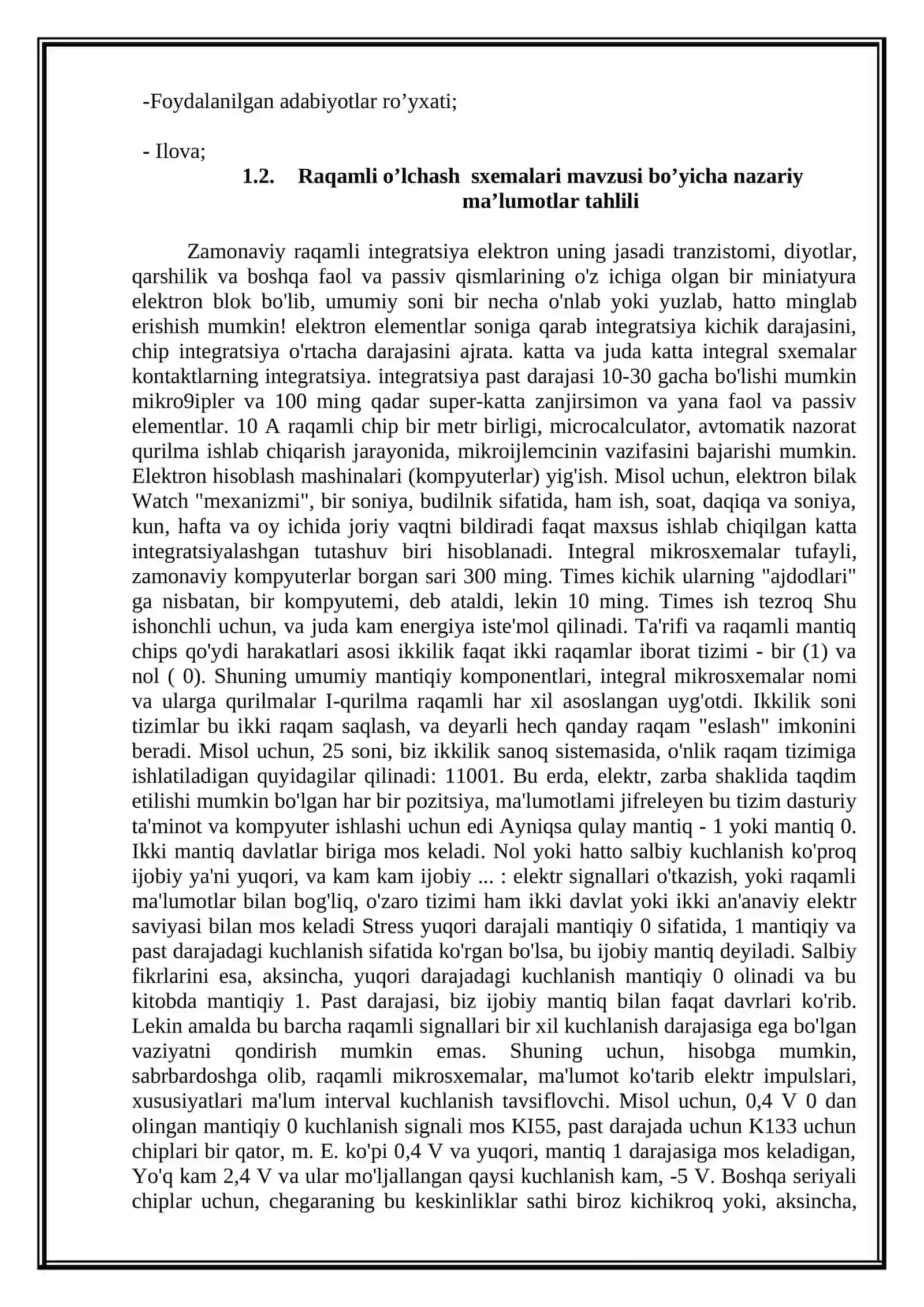 Raqamli o’lchash sxemalarini tekshirish uslubini loyixalash 4