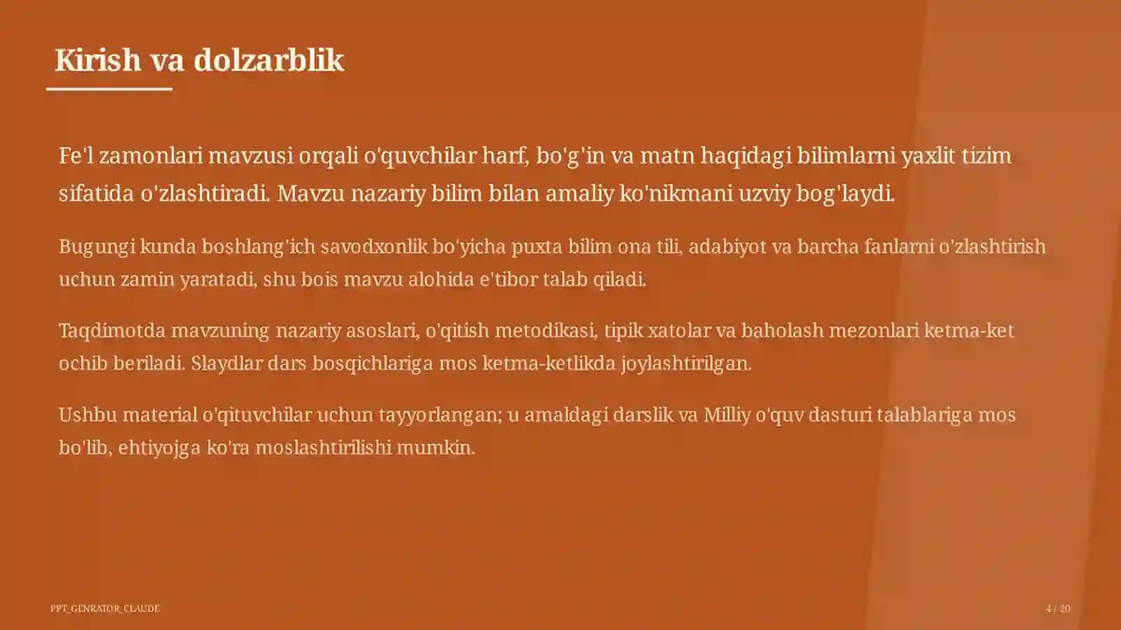Fe'l zamonlari (4-sinf) 4