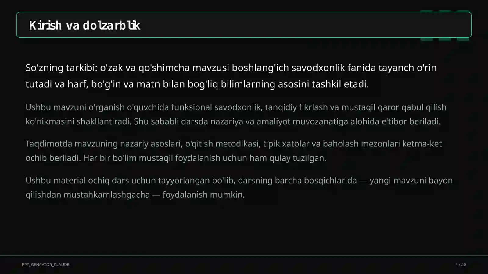 Ona tili va o'qish (1–4) 4