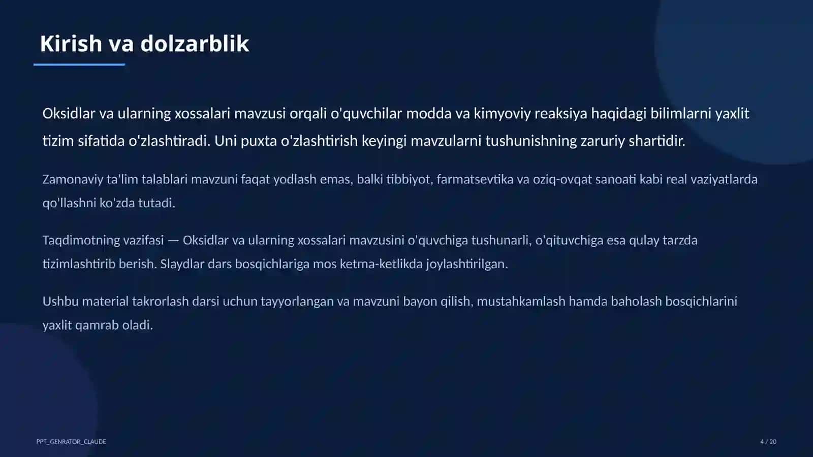 Oksidlar va ularning xossalari (8-sinf) 4