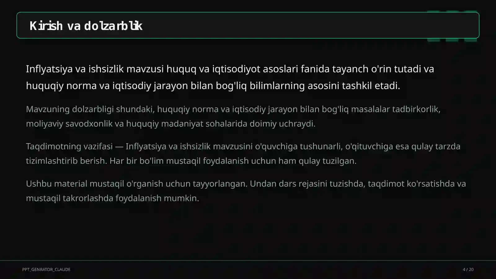 Inflyatsiya va ishsizlik (11-sinf) 4