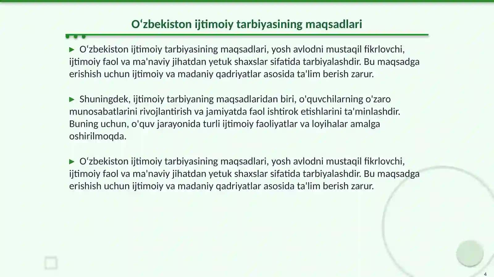 Boshlang‘ich ta'limda tarbiya nazariyasi 4