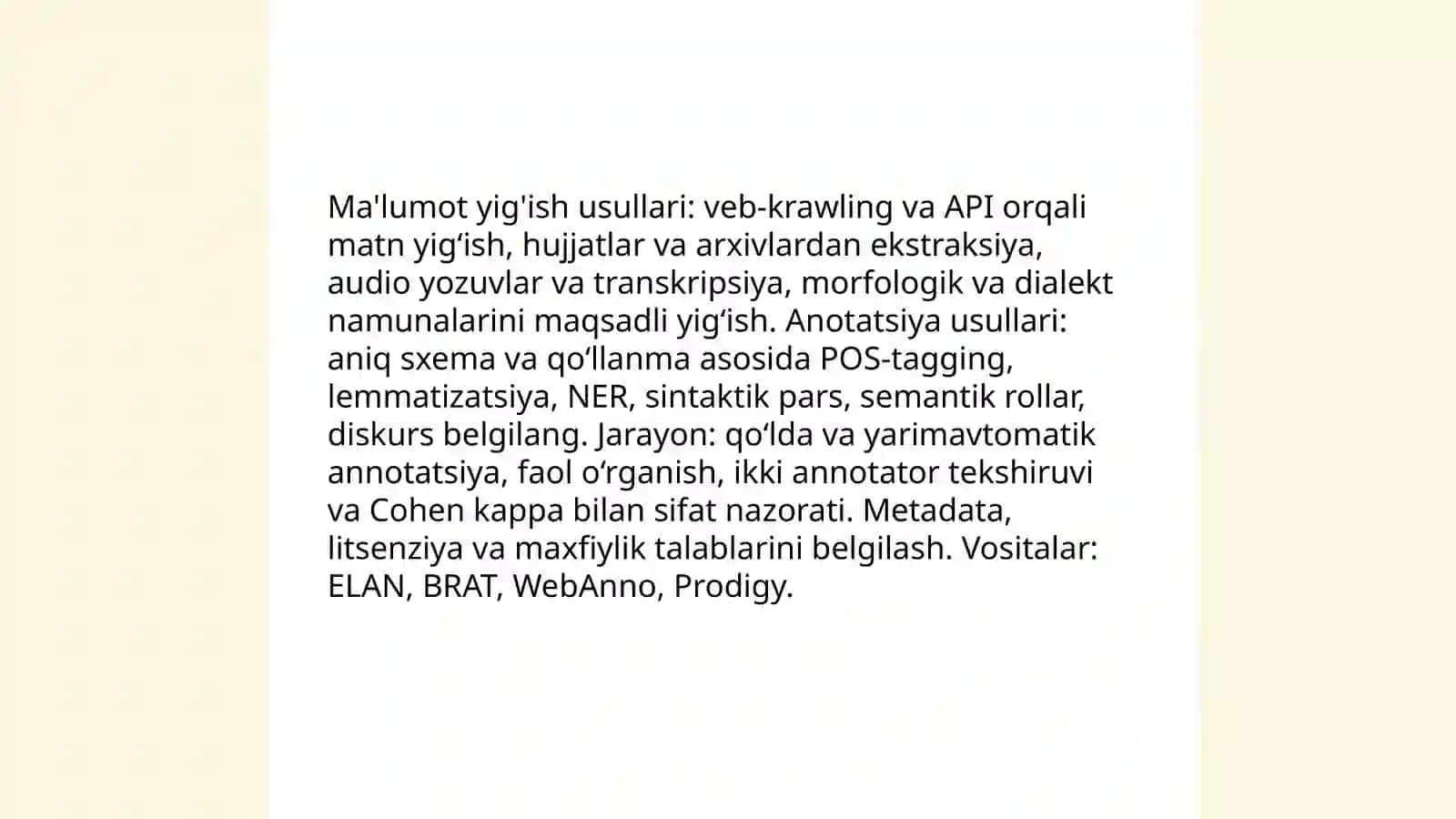 Korpus va ma'lumotlar bazasi yaratish metodologiyasi 4