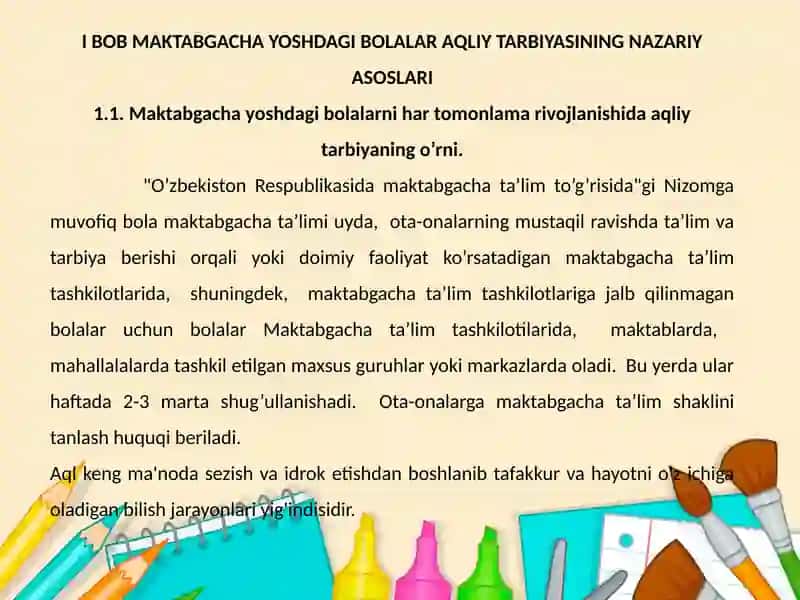 MAKTABGACHA YOSHDAGI BOLALARDA TA'LIM BERISHDA AQLIY TARBIYANING VAZIFALARI 4