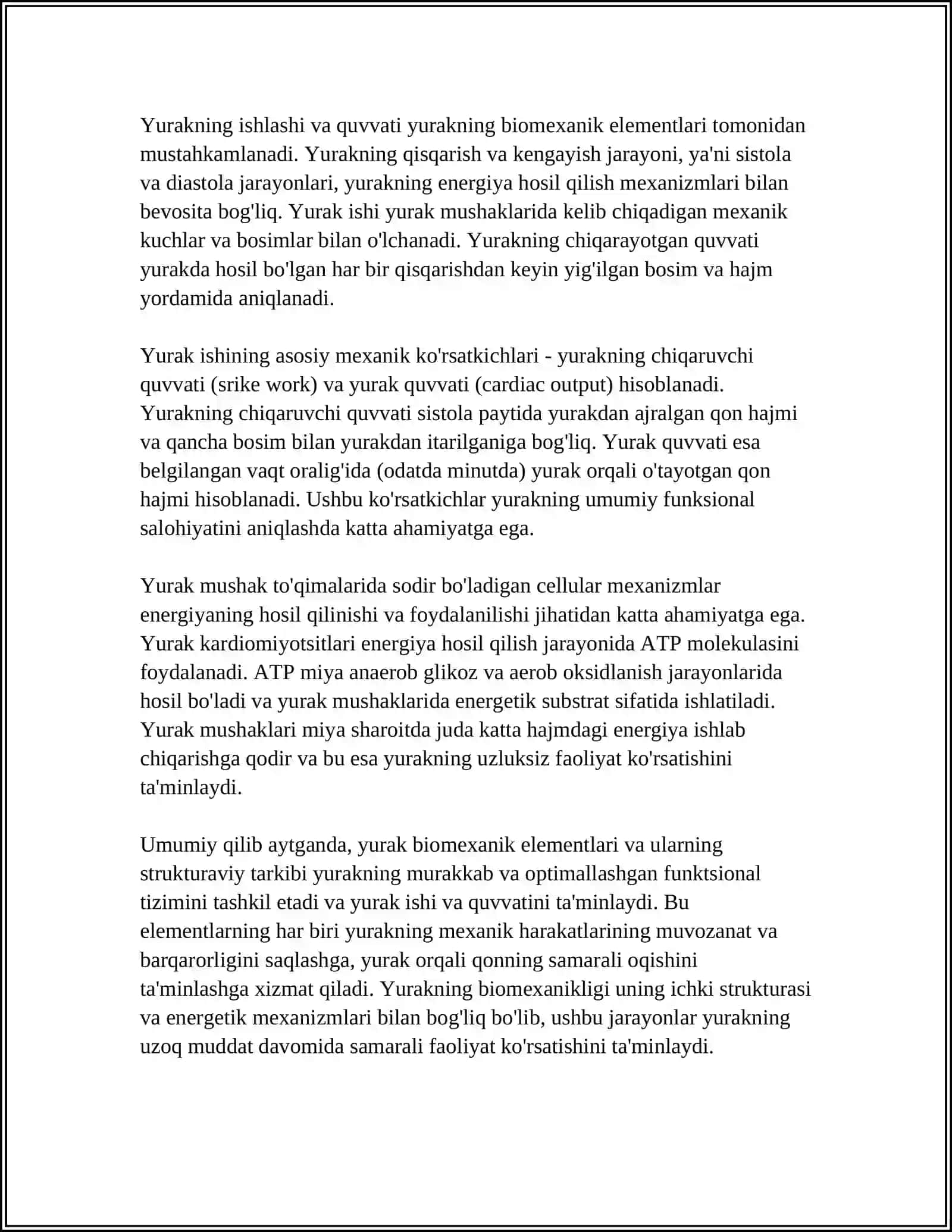 YURAK BIOMEXANIKASI ELEMENTLARI YURAK ISHI VA QUVVATI 4