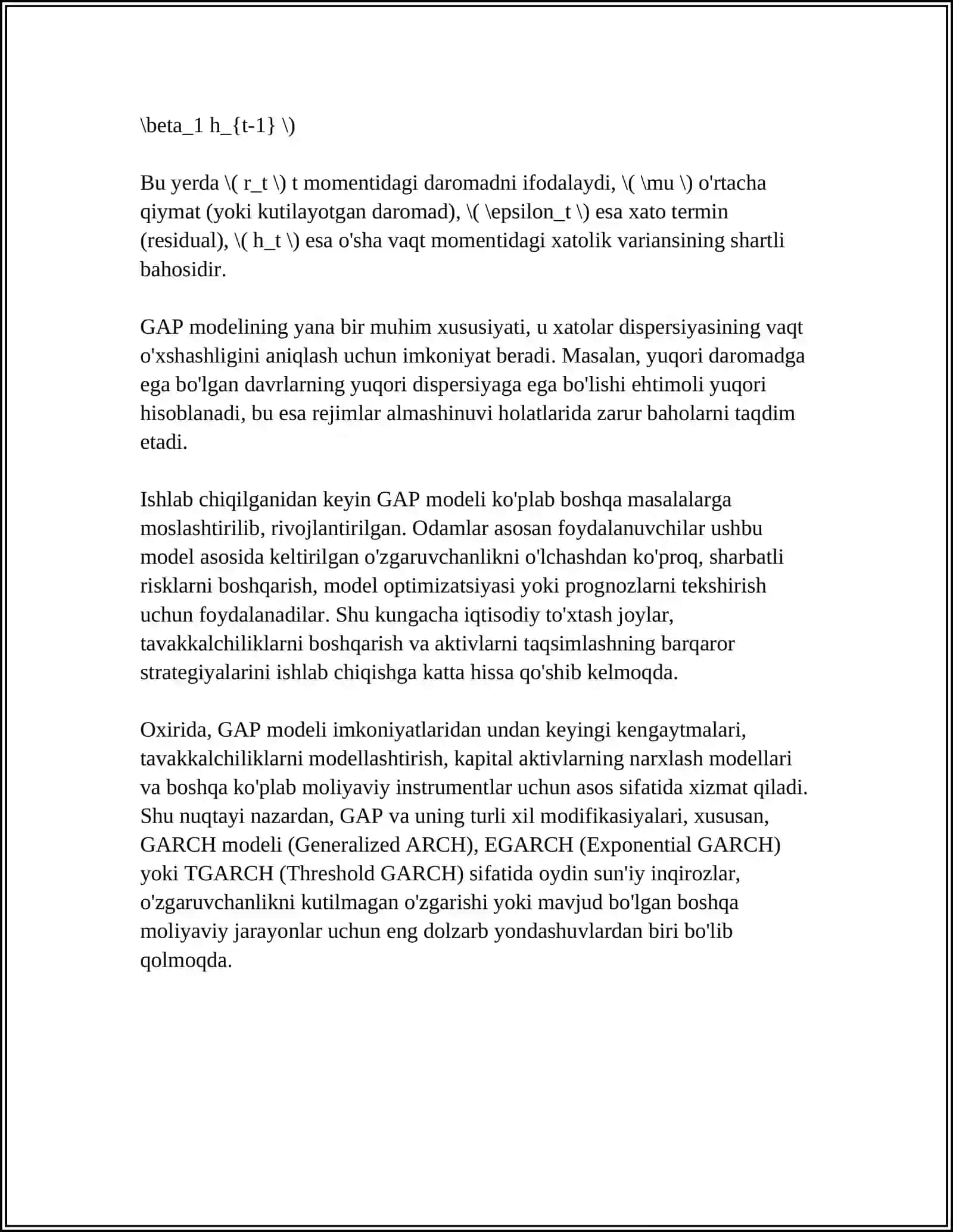 GAP modeli (Generalized AutoRegressive Conditional Heteroskedasticity) 4