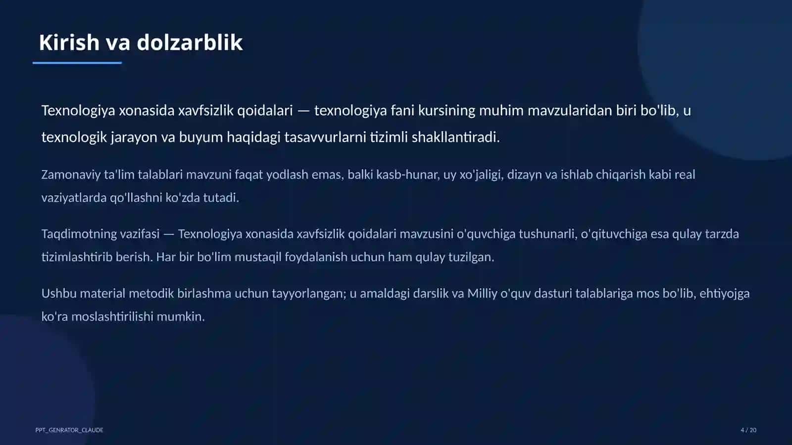 Texnologiya xonasida xavfsizlik qoidalari (5-sinf) 4