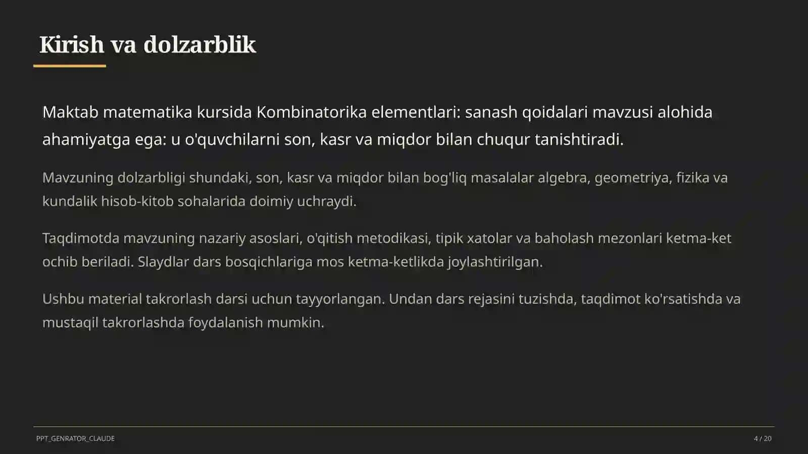 Kombinatorika elementlari: sanash qoidalari (6-sinf) 4