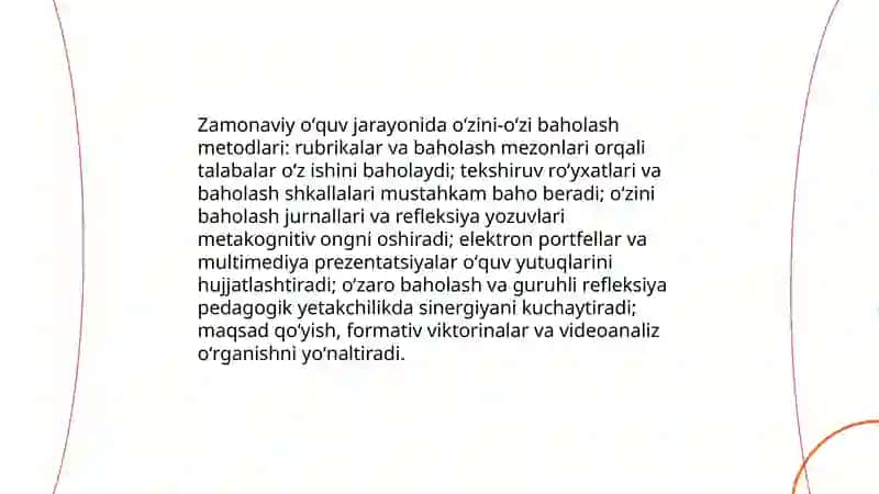 Zamonaviy oʻquv jarayonini takomillashtirishda pedagogning shaxsiy oʻzini-oʻzi rivojlantirish metodikasi 4