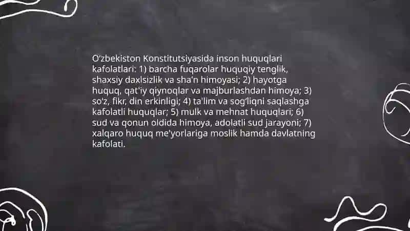 Inson huquq va erkinliklari kafolatlari 4