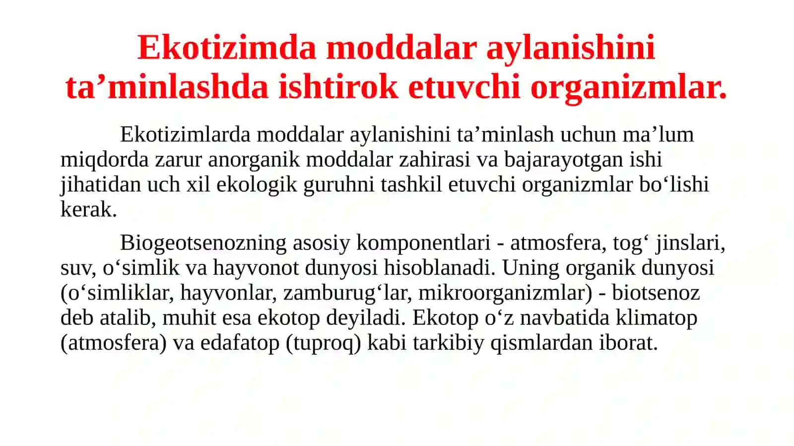 Ekologik tizimlar 4