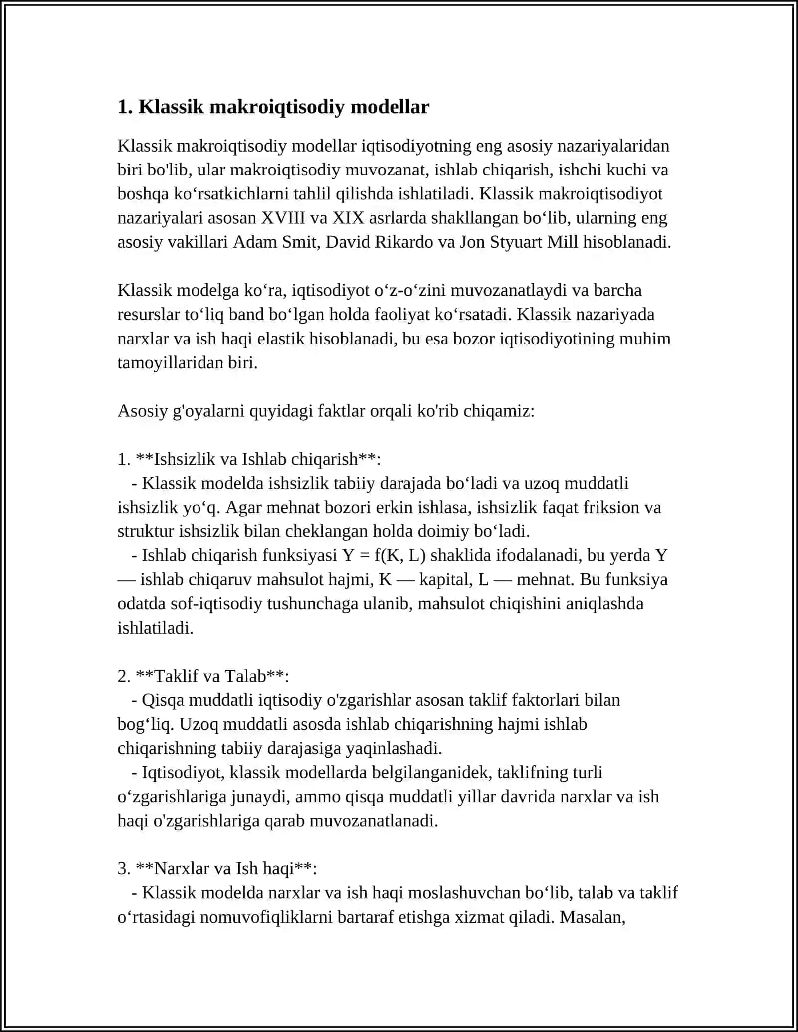 KEYNSNING TOVARLAR VA XIZMATLAR BOZORIDA MAKROIQTISODIY MUVOZANATI MODELI 4