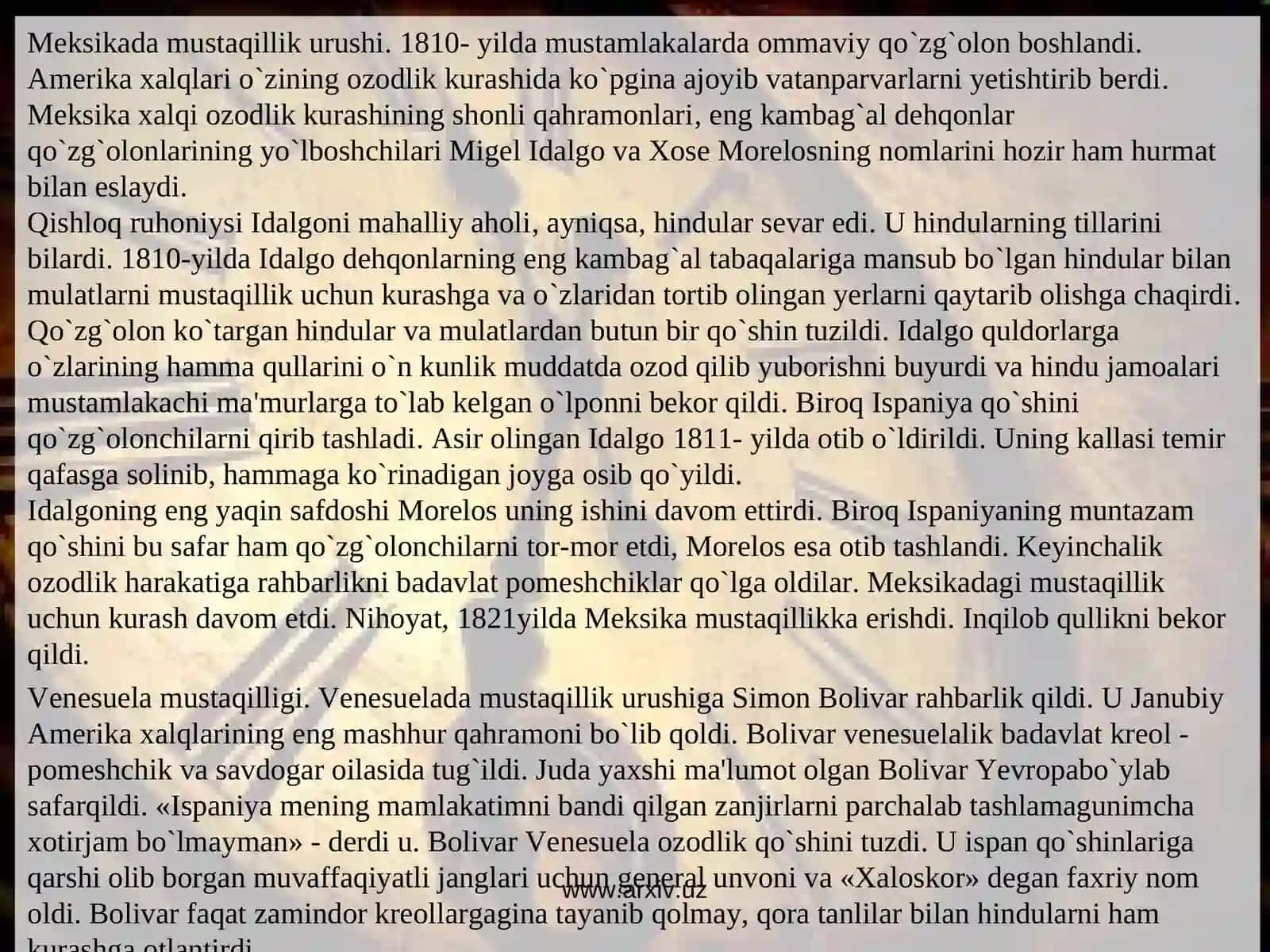 Lotin Amerikasi va Afrika Mamlakatlari Milliy Ozodlik Kurashlari 4