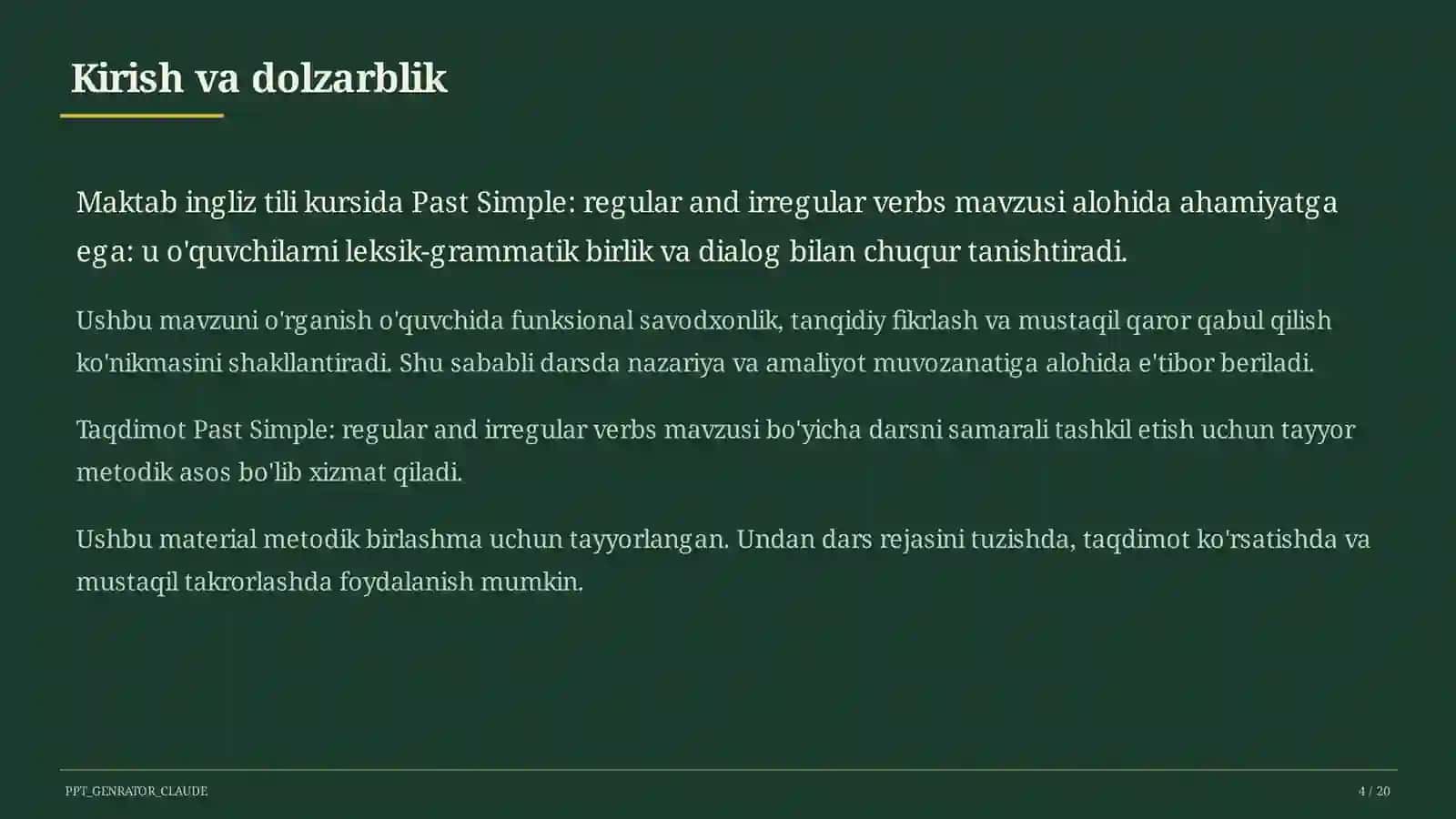 Past Simple: regular and irregular verbs (6-sinf) 4