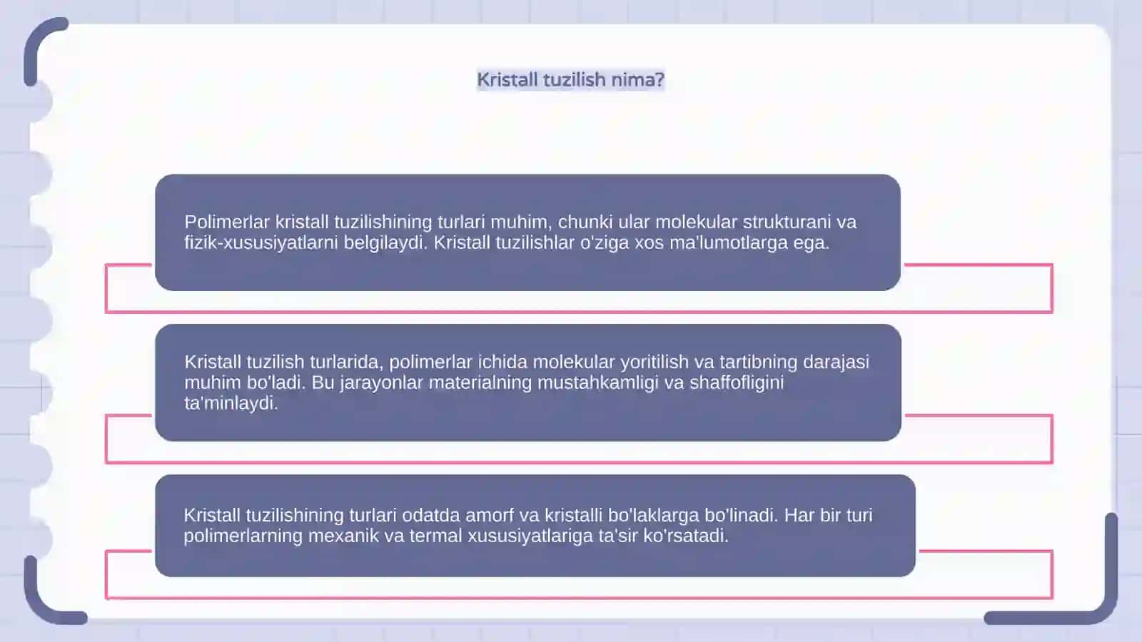 Polimerlar kristall tuzilishining turlari 4