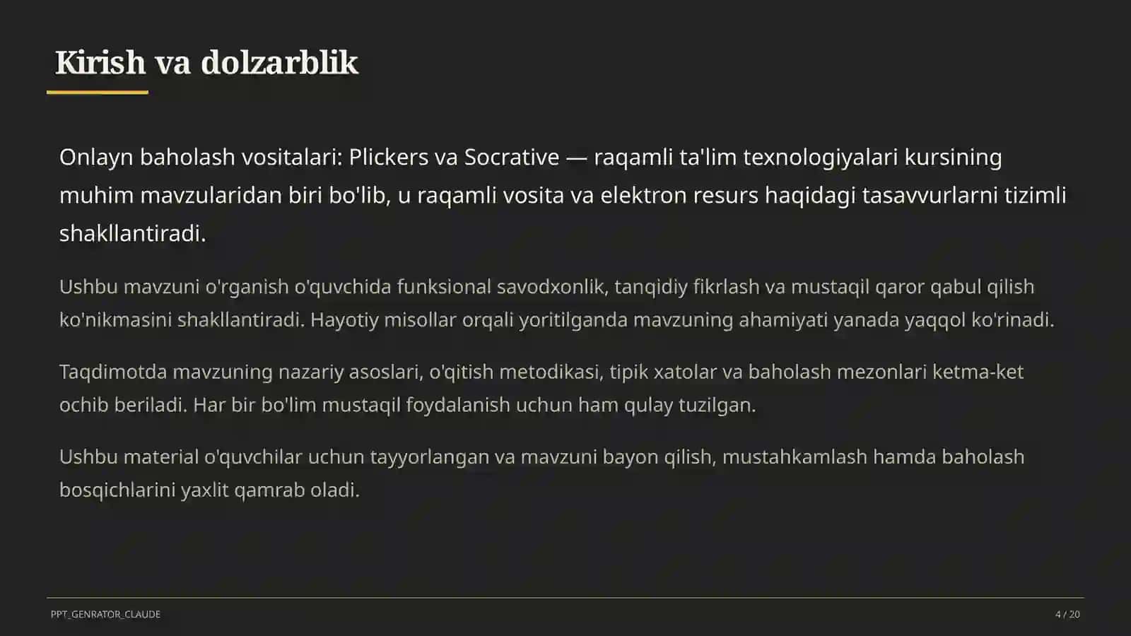 Onlayn baholash vositalari: Plickers va Socrative 4