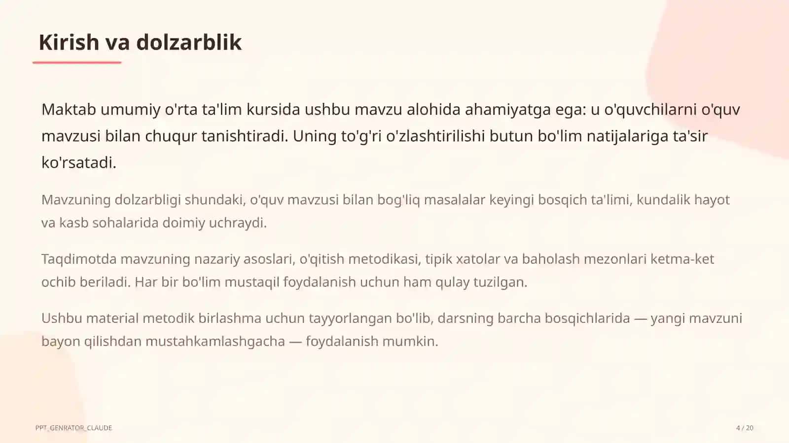 Dolzarb mavzular — maktab va o'qituvchilar 4