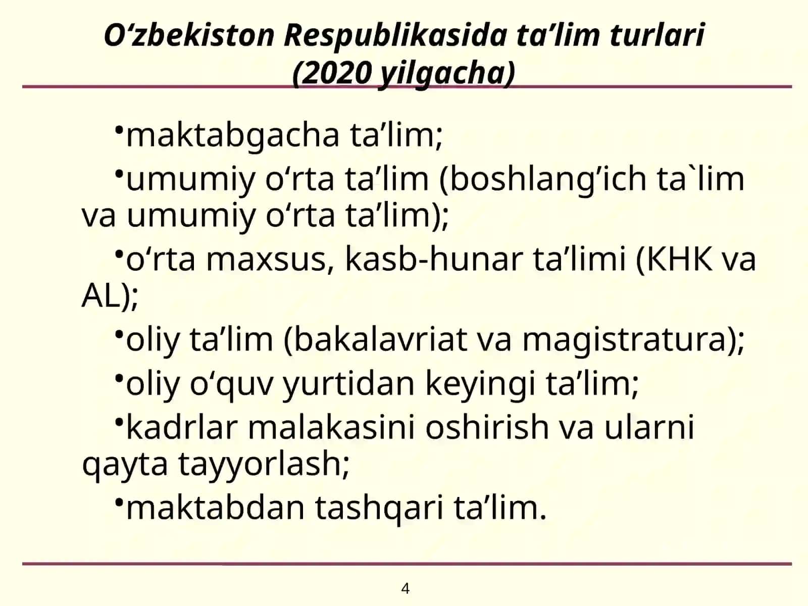 DTS. Ta`lim jarayonlarini tartibga soluvchi hujjatlar 4