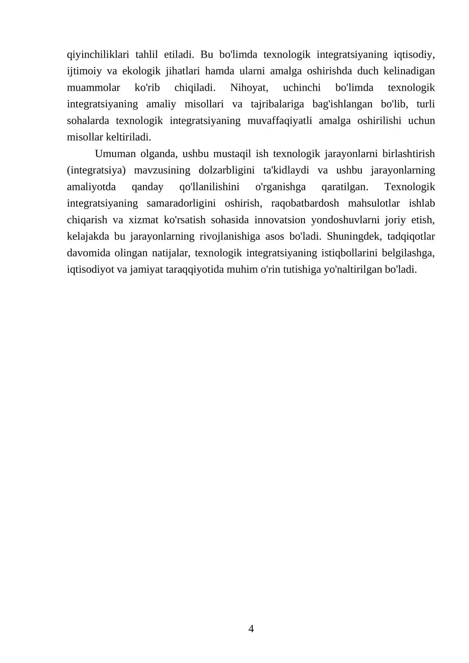 Texnalogik jarayonlarni birlashtirish (integratsiya) 4