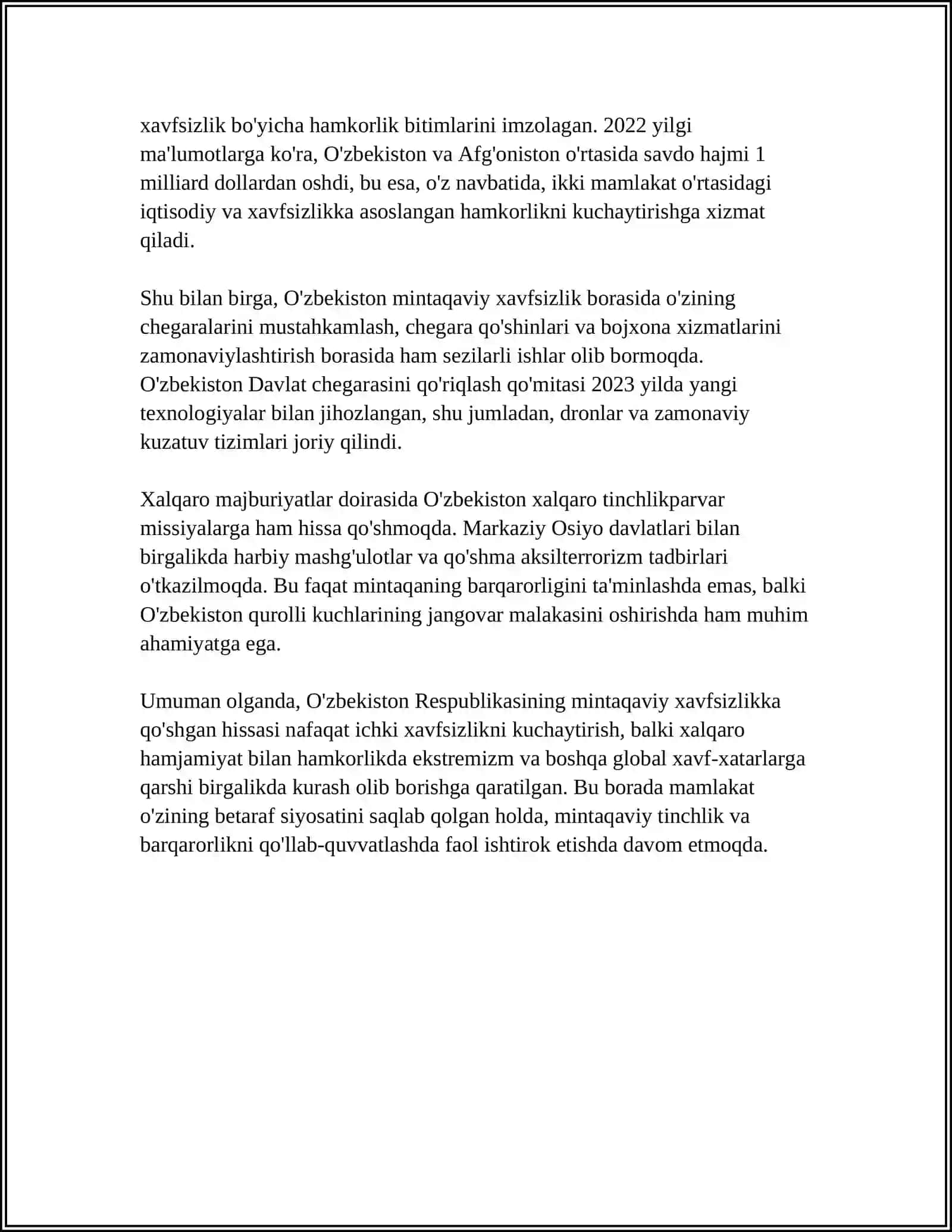 O'zbekistonning Markaziy Osiyodagi Tinchlik va Barqarorlikni Taminlash 4
