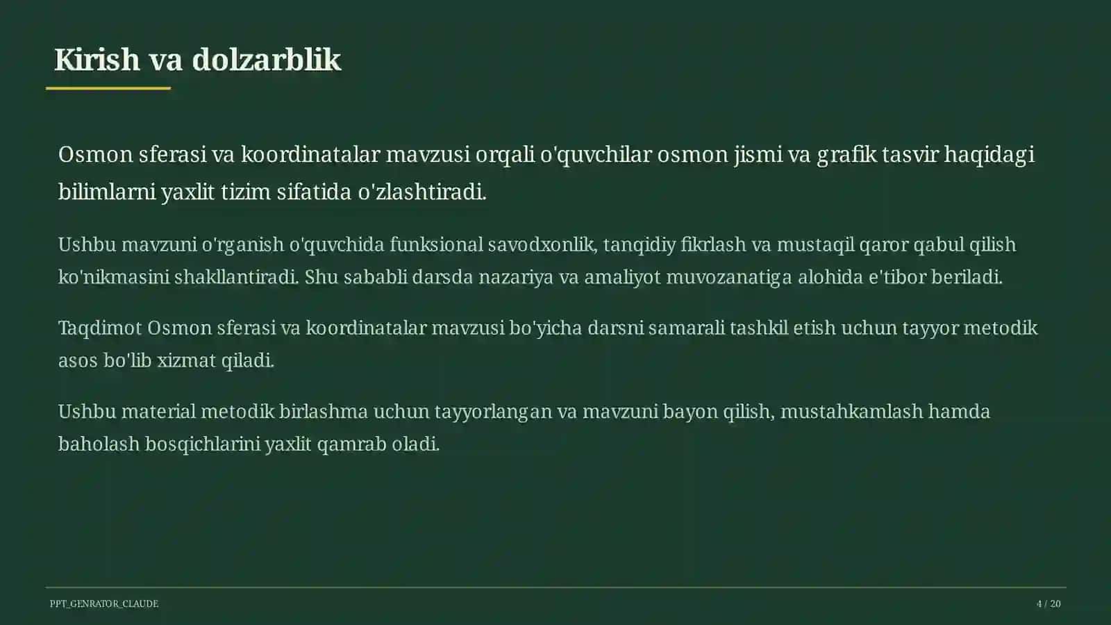 Osmon sferasi va koordinatalar (10-sinf) 4