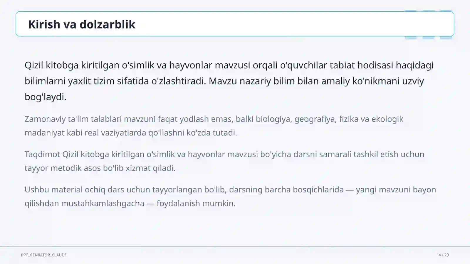 Qizil kitobga kiritilgan o'simlik va hayvonlar (4-sinf) 4