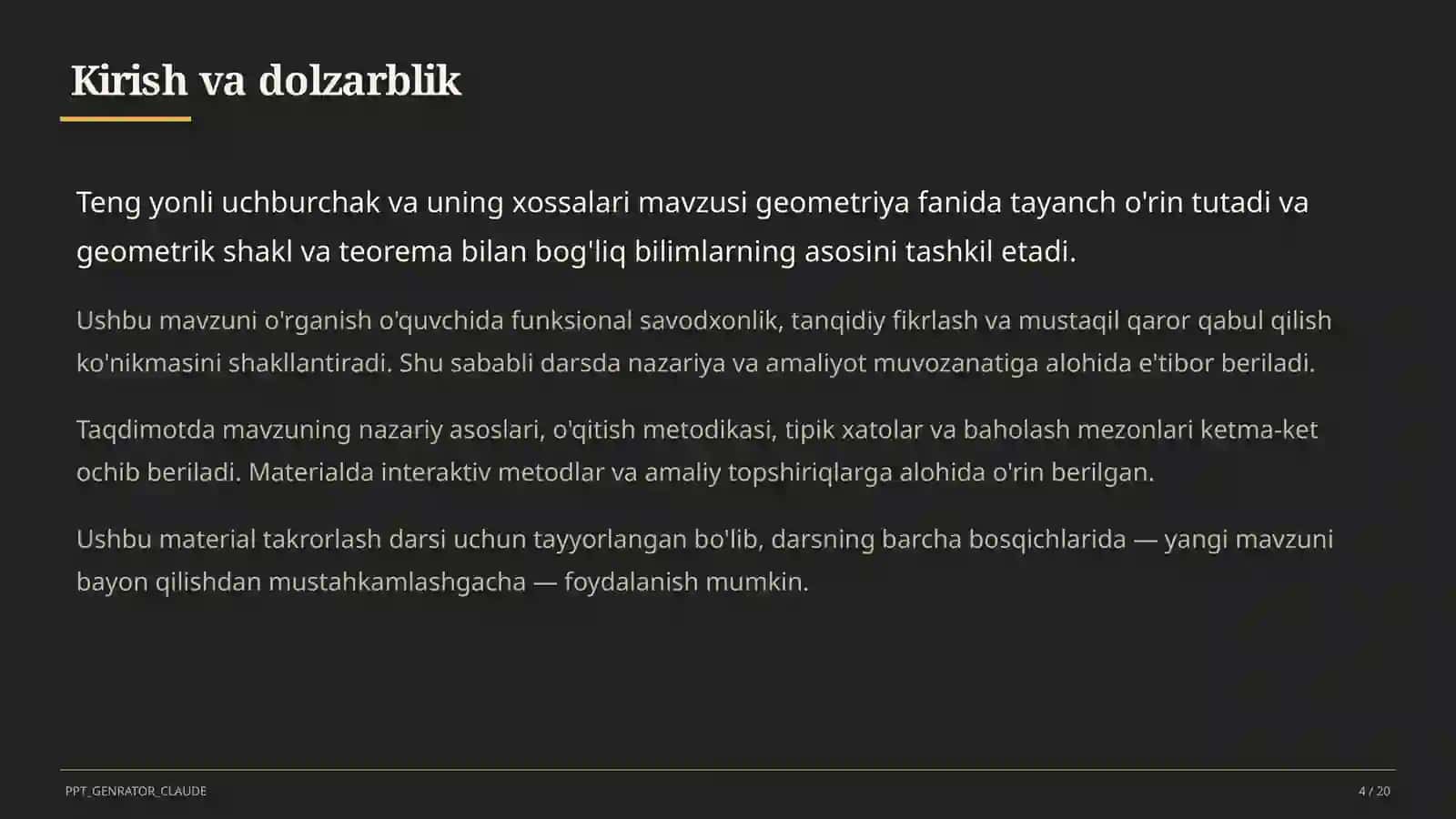 Geometriya (7–11) — takrorlash darsi uchun 4
