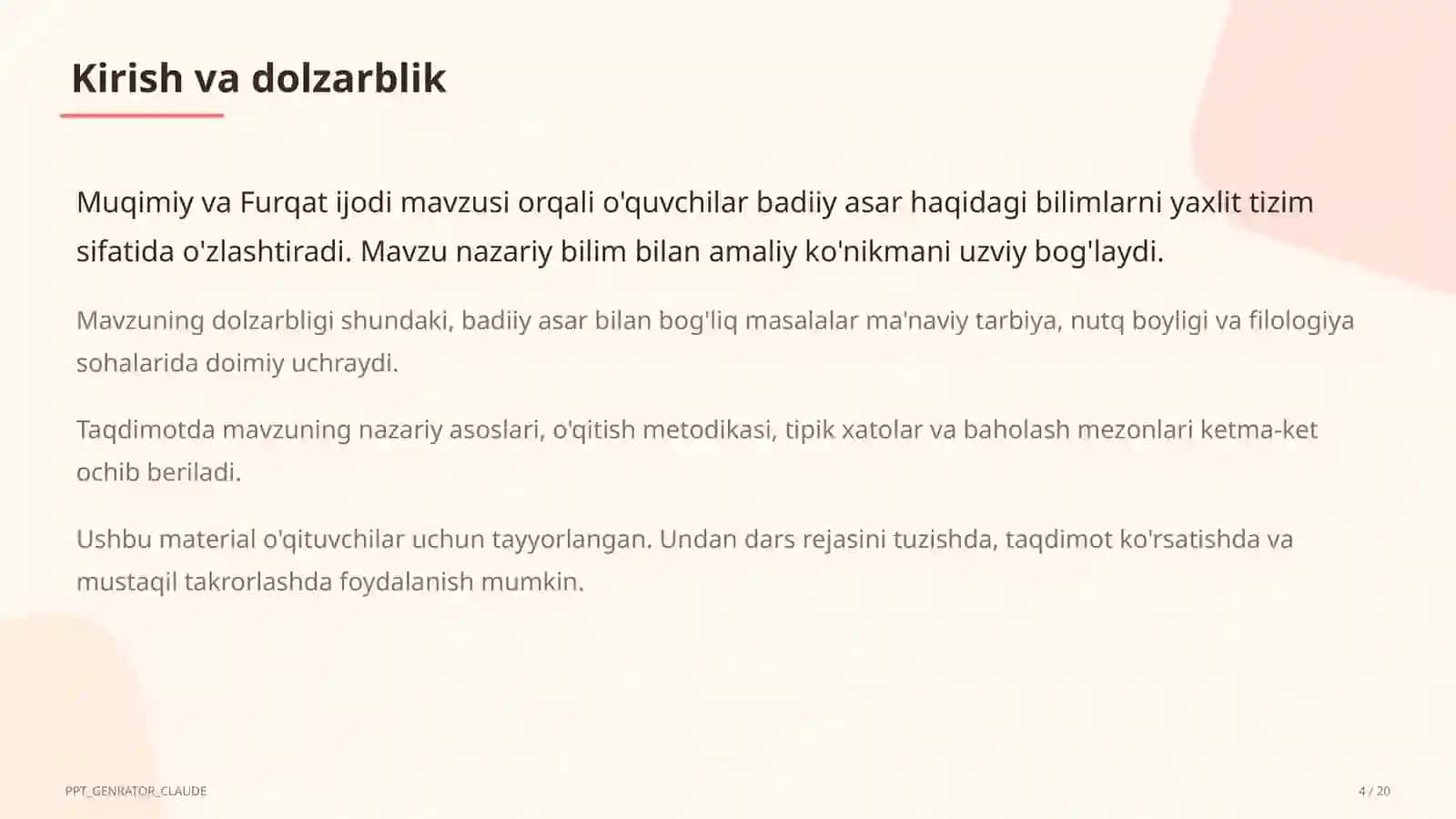 Muqimiy va Furqat ijodi (10-sinf) 4
