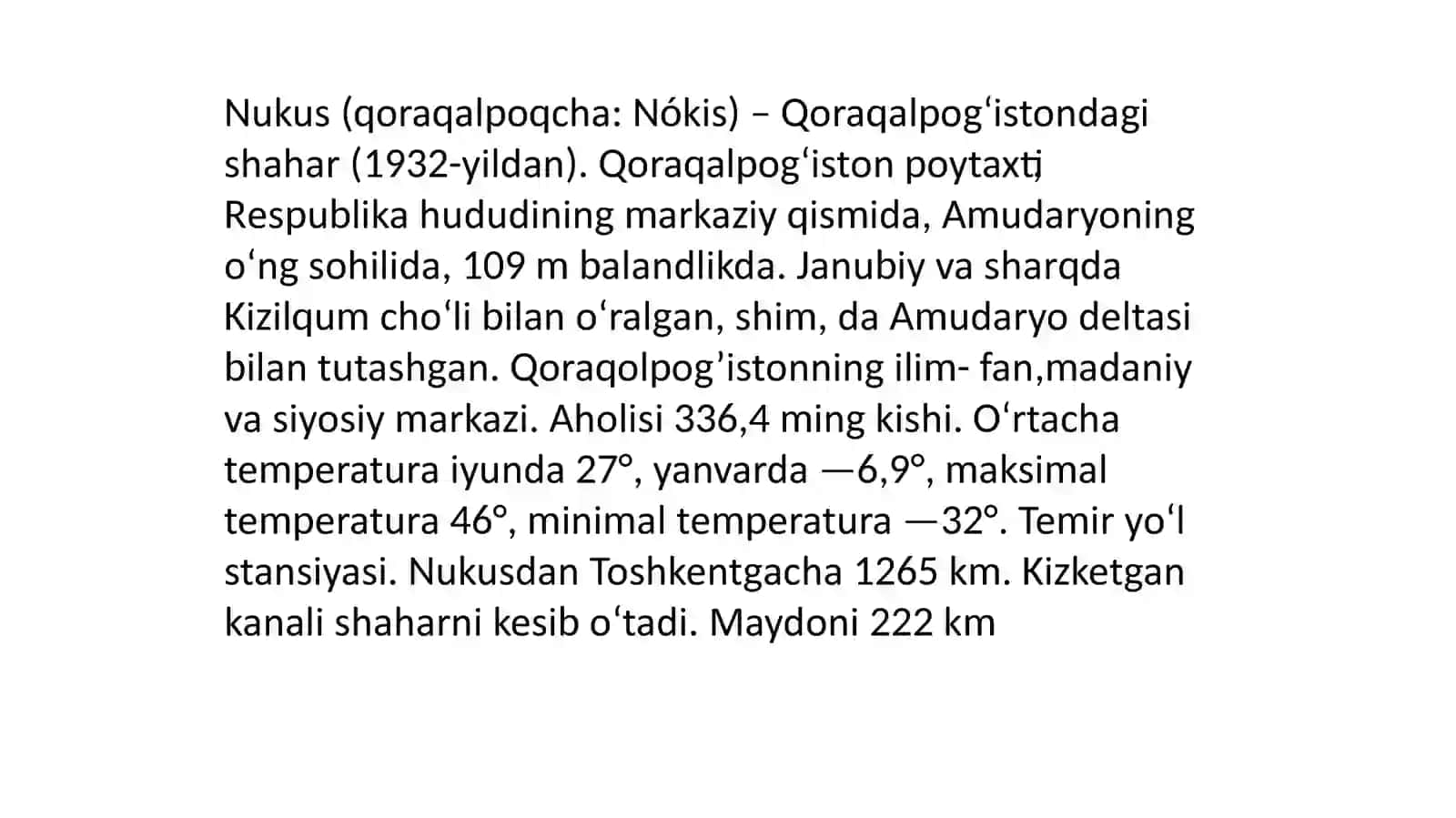 QORAQALPOGʻISTON RESPUBLIKASINING SHAHR JOYLAR GEOGRAFIYASI 4