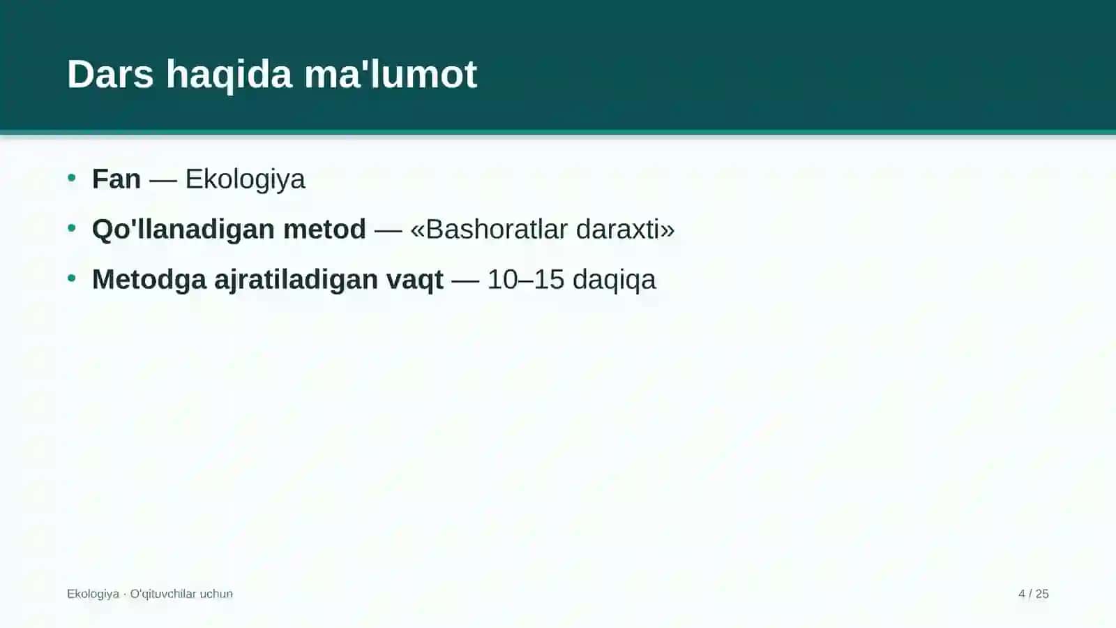 ekologiya darslarida bashoratlar daraxti metodidan foydalanish 6194 4