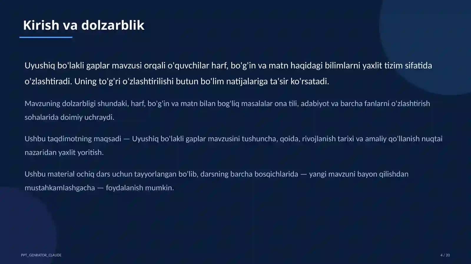 Uyushiq bo'lakli gaplar (4-sinf) 4